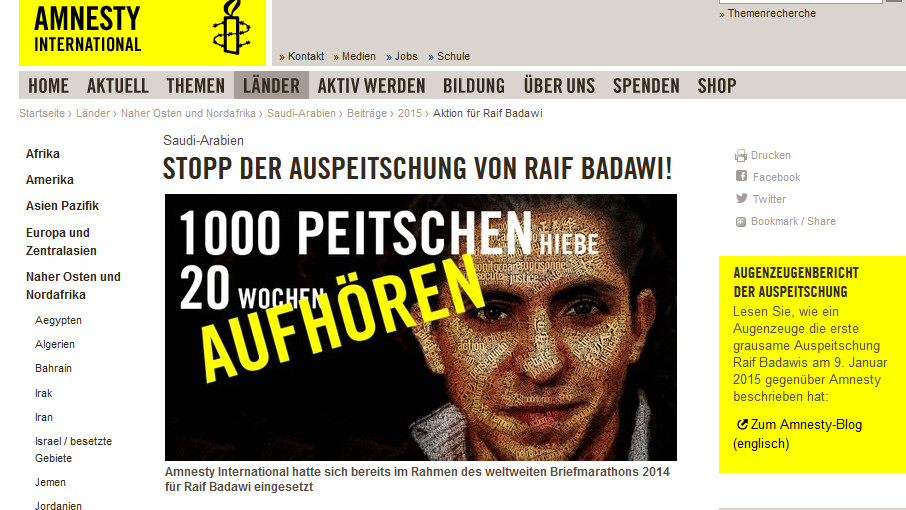 Protest gegen Auspeitschung von Raif Badawi