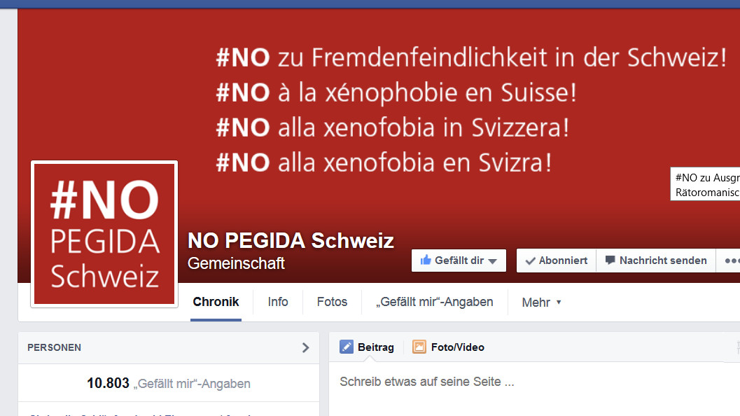 No Pegida Schweiz - das grosse Facebookprofil
