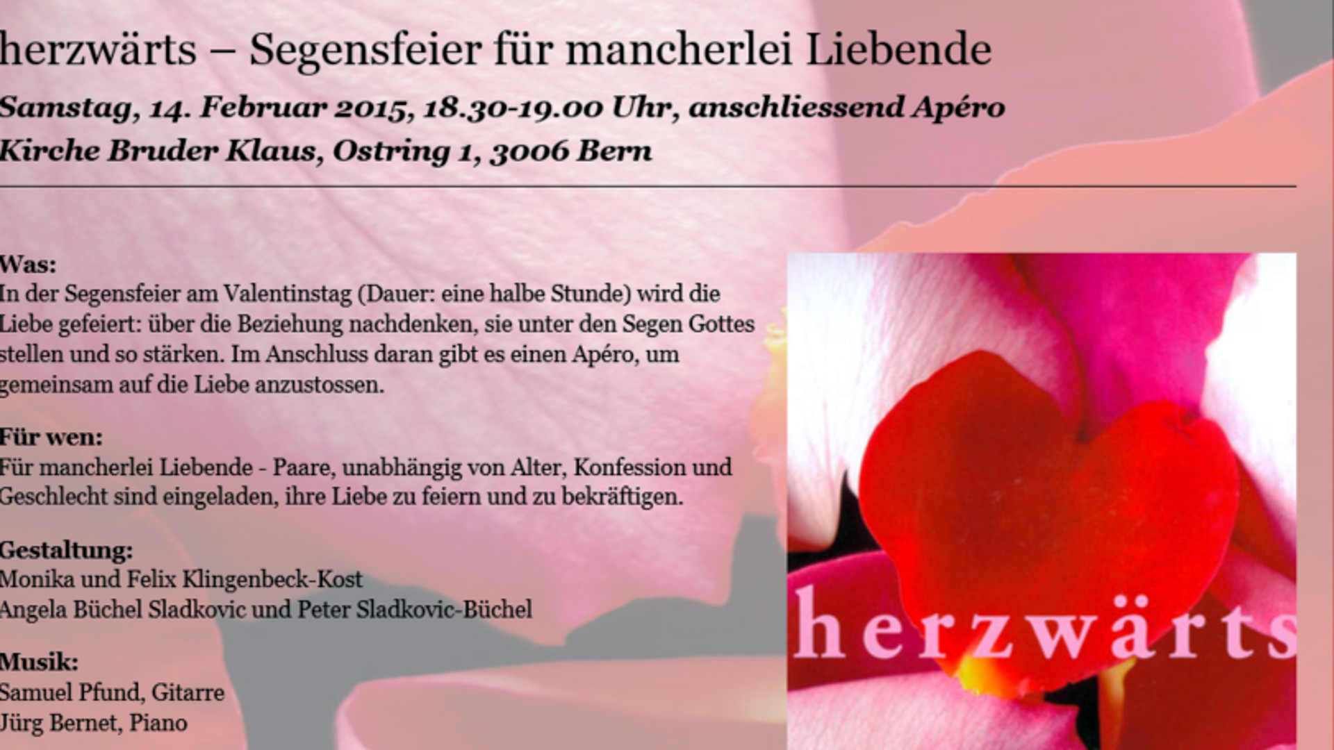 Segensfeier für mancherlei Liebende