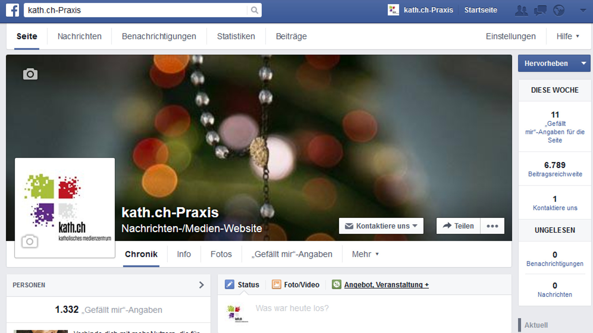 Facebook-Profil von kath.ch