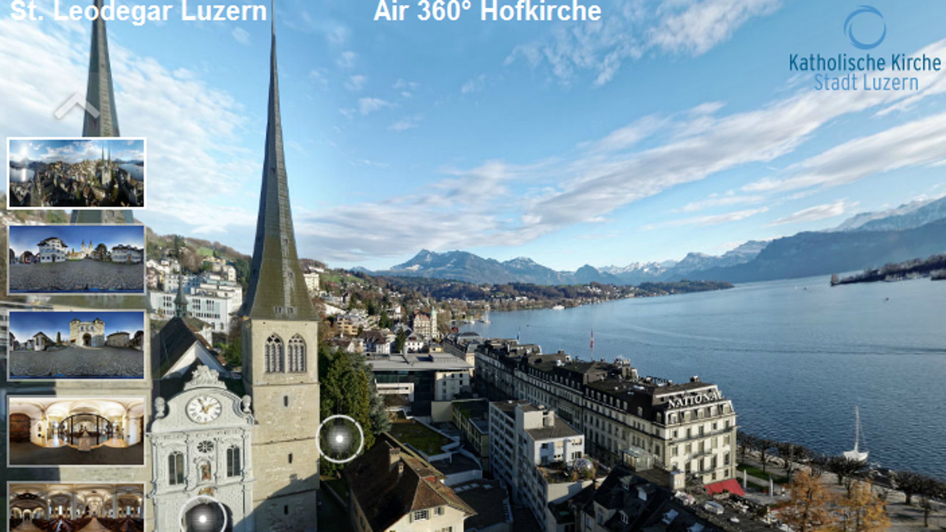 Panoramabild von St. Leodegar Luzern, Blick auf Rigi und See