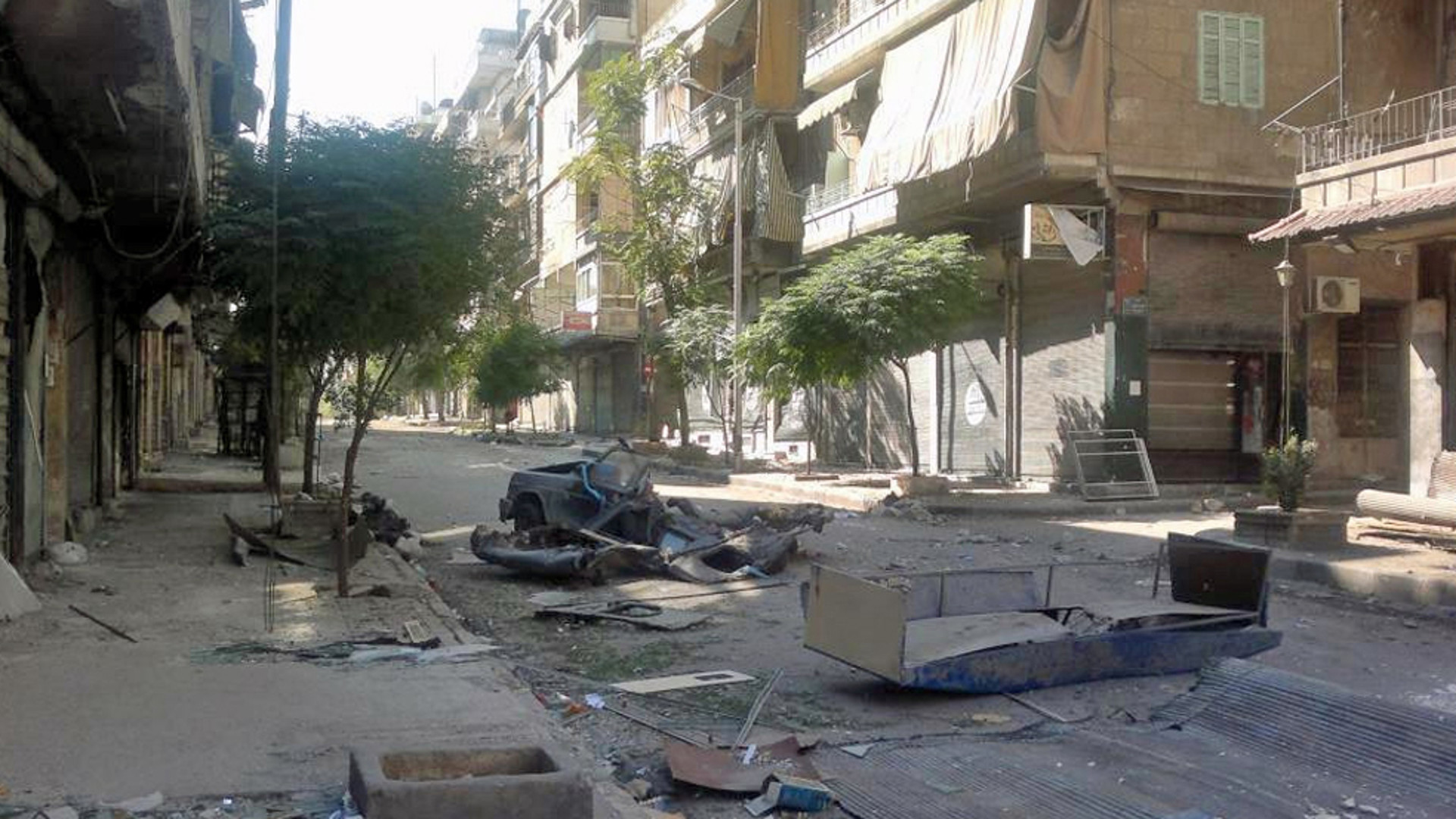 Verwüstete Strasse in Aleppos Christenviertel