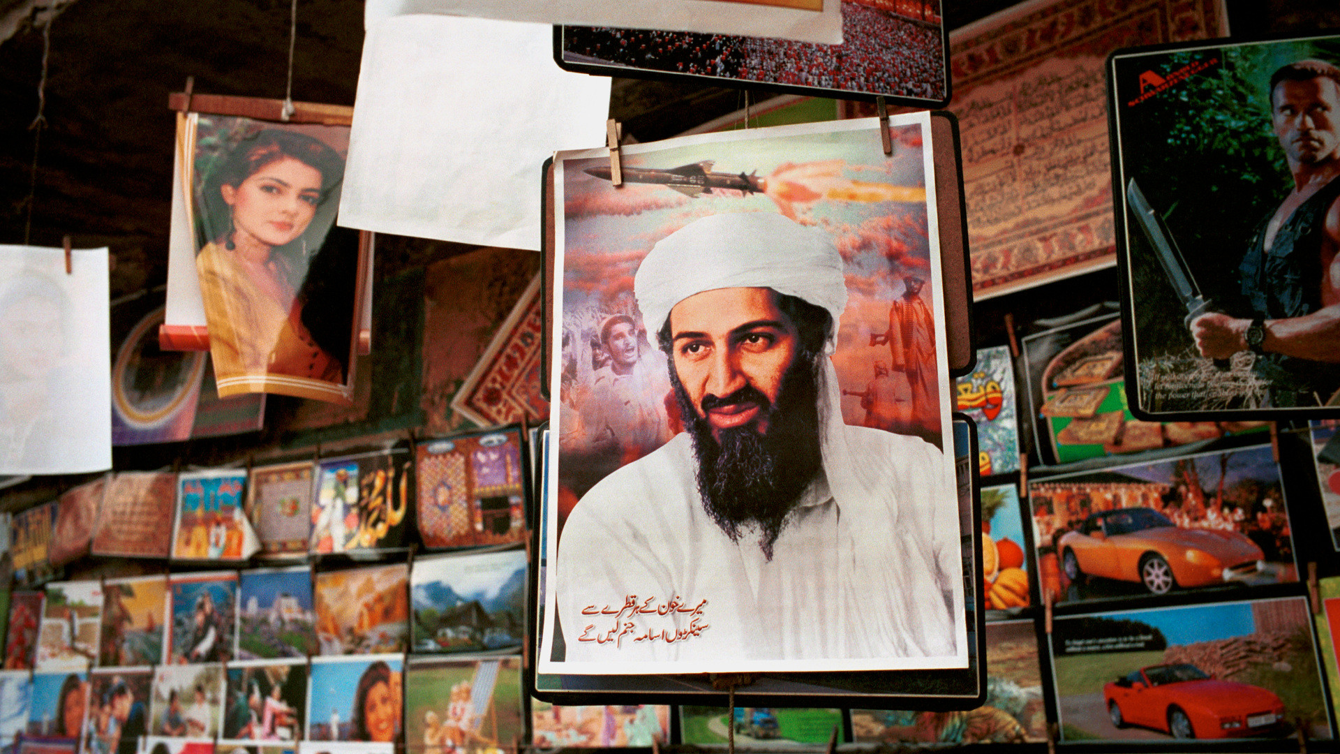 Osama bin Laden-Bild in einem Laden in Pakistan