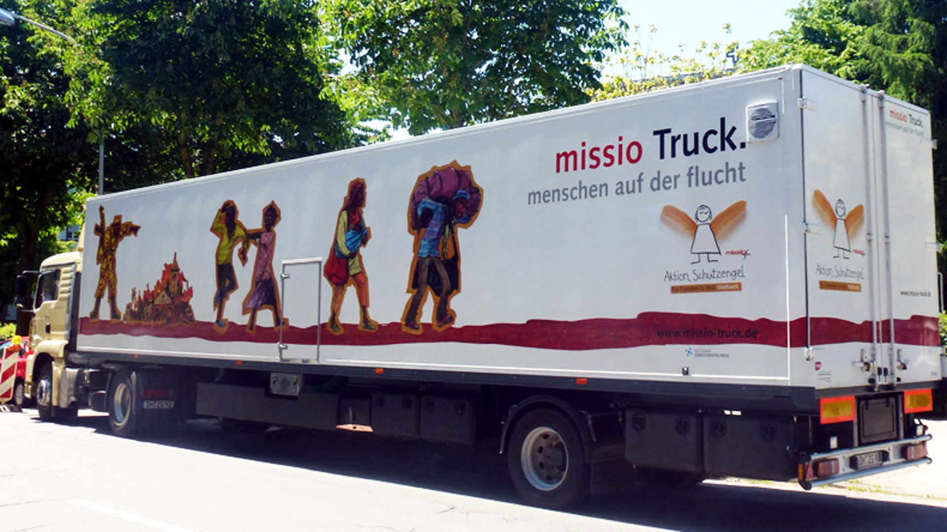 Der "Flucht-Truck" des katholischen Hilfswerks Missio