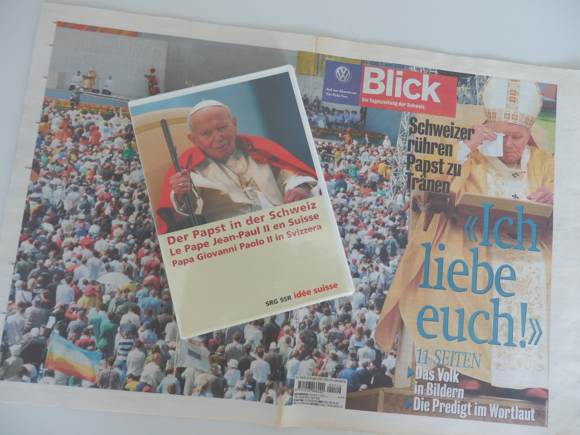 Papst Johannes Paul II. in der Schweiz DVD und Blick-Zeitung