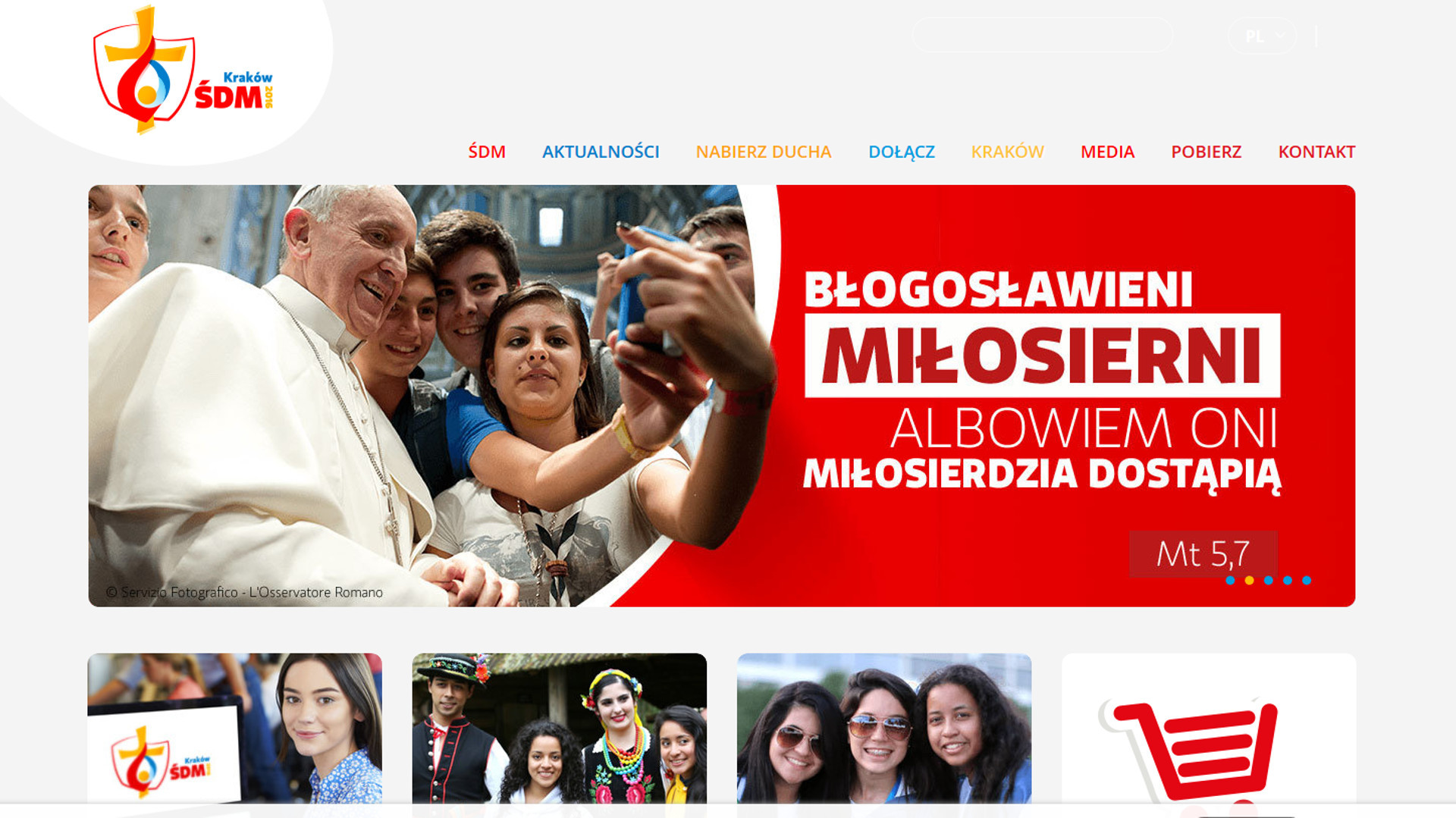 Internetseite des Weltjugendtages 2016 in Polen