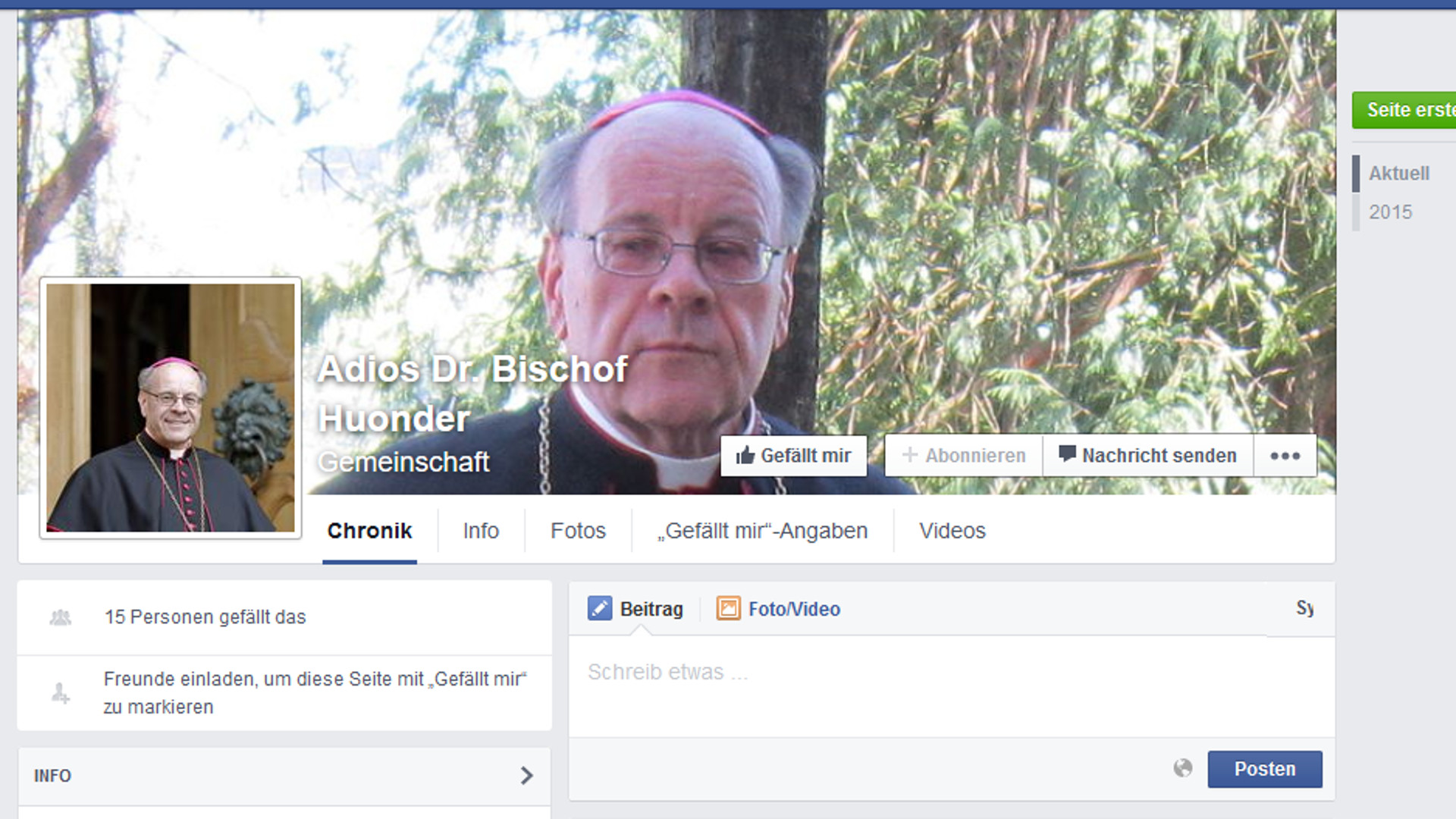 Facebook-Seite "Adios Dr. Bischof Huonder"