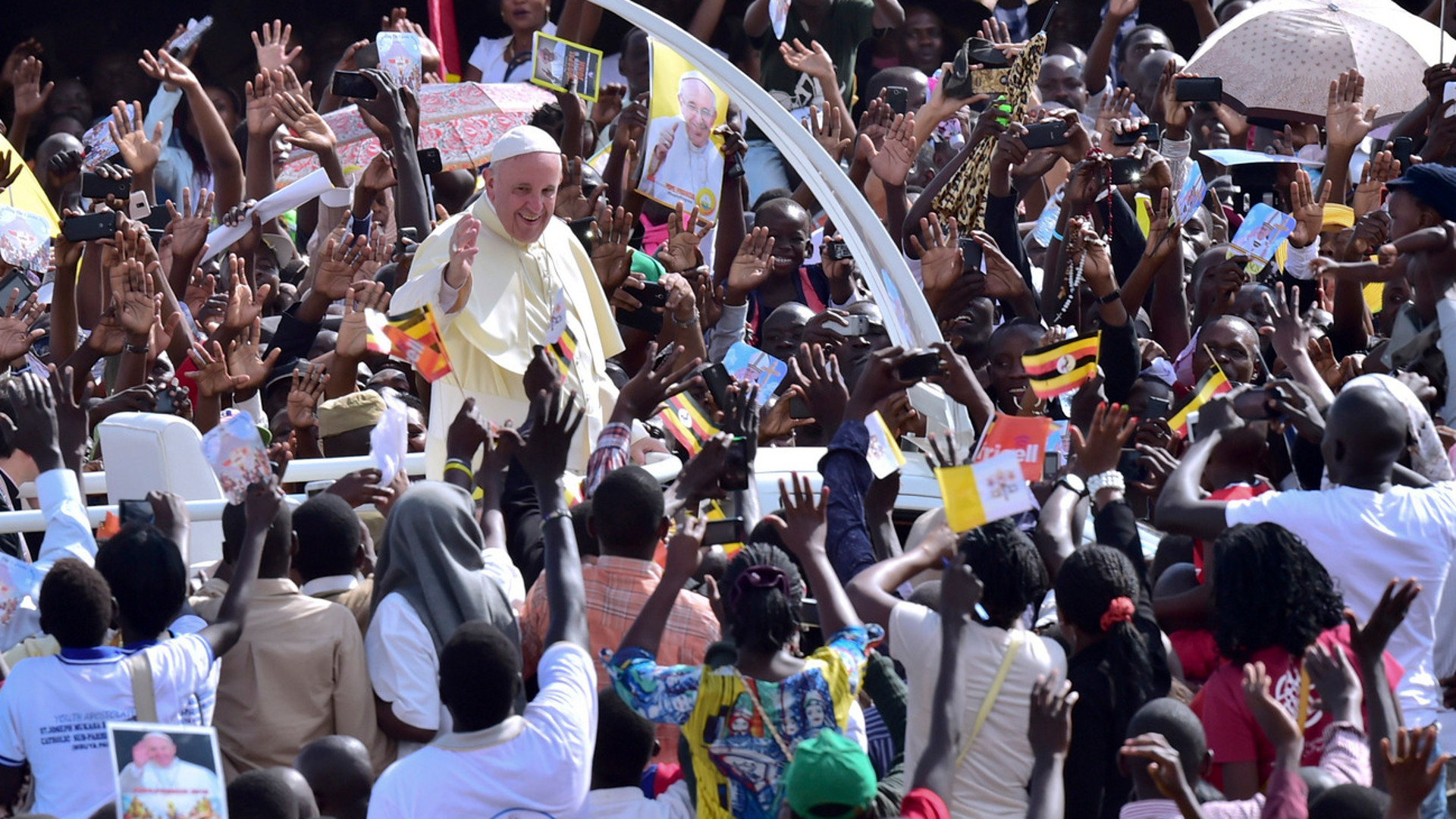 Papst trifft Jugendliche in Kampala, Uganda.