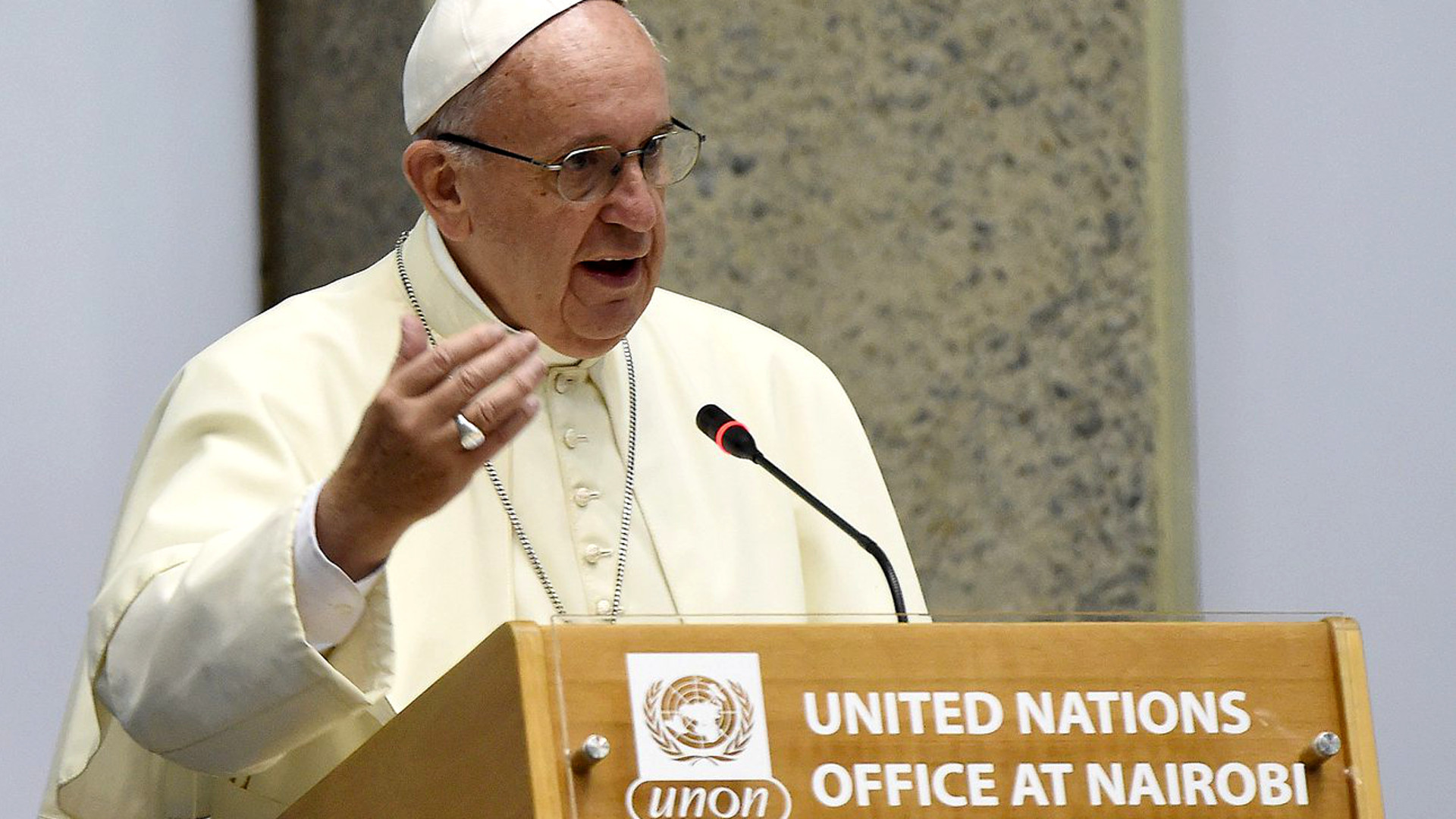 Papst Franziskus am Sitz des Uno-Umweltprogramms UNEP im kenianischen Nairobi