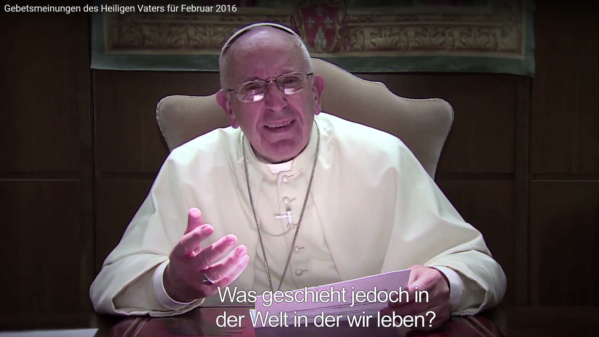 Video mit der Gebetsmeinung des Papstes für Februar 2016