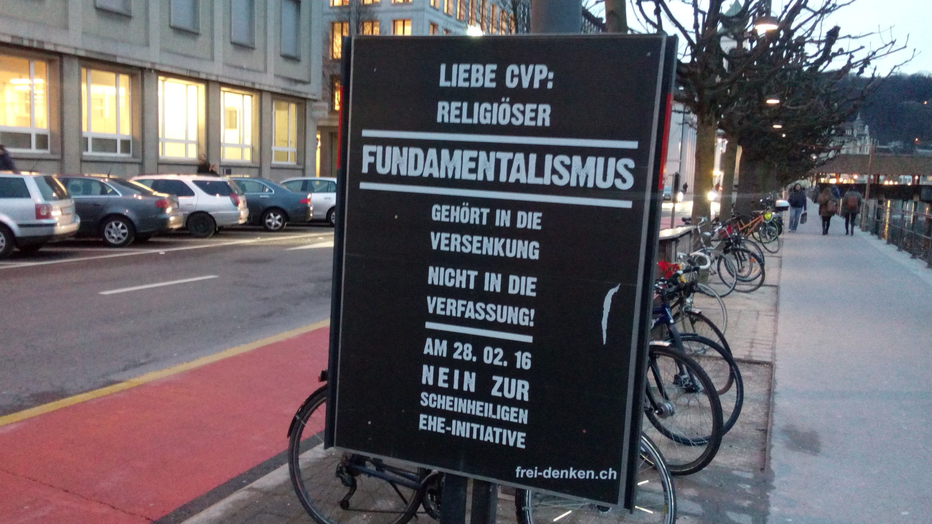 Freidenker-Plakat in der CVP-Hochburg Luzern