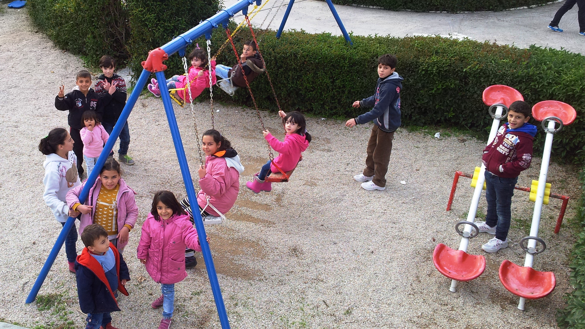 Spielplatz des Hotels von Caritas Schweiz auf Lesbos.