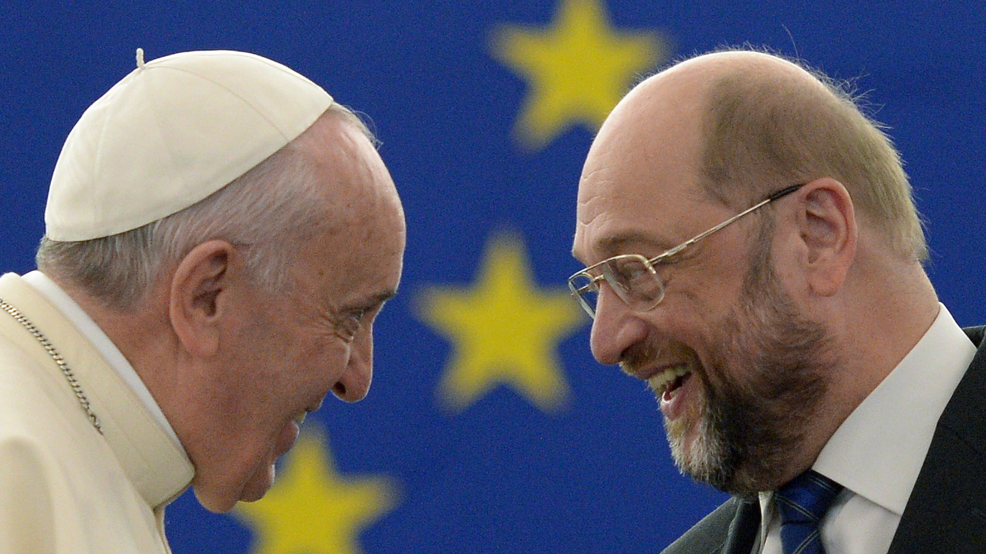 Papst Franziskus mit Martin Schulz, Präsident des Europäischen Parlaments, 2016