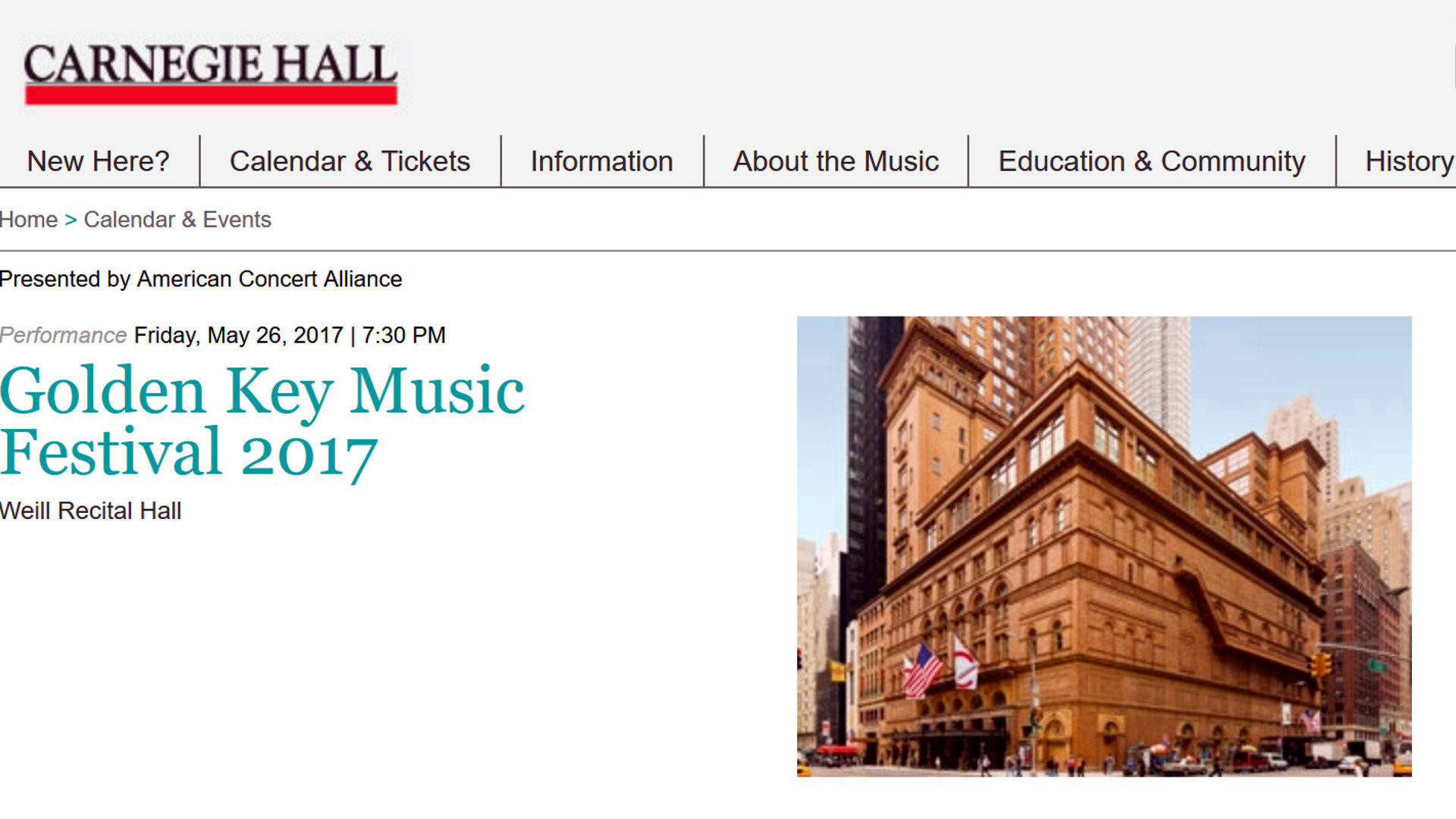 Programm 5/26 der Carnegie Hall NY