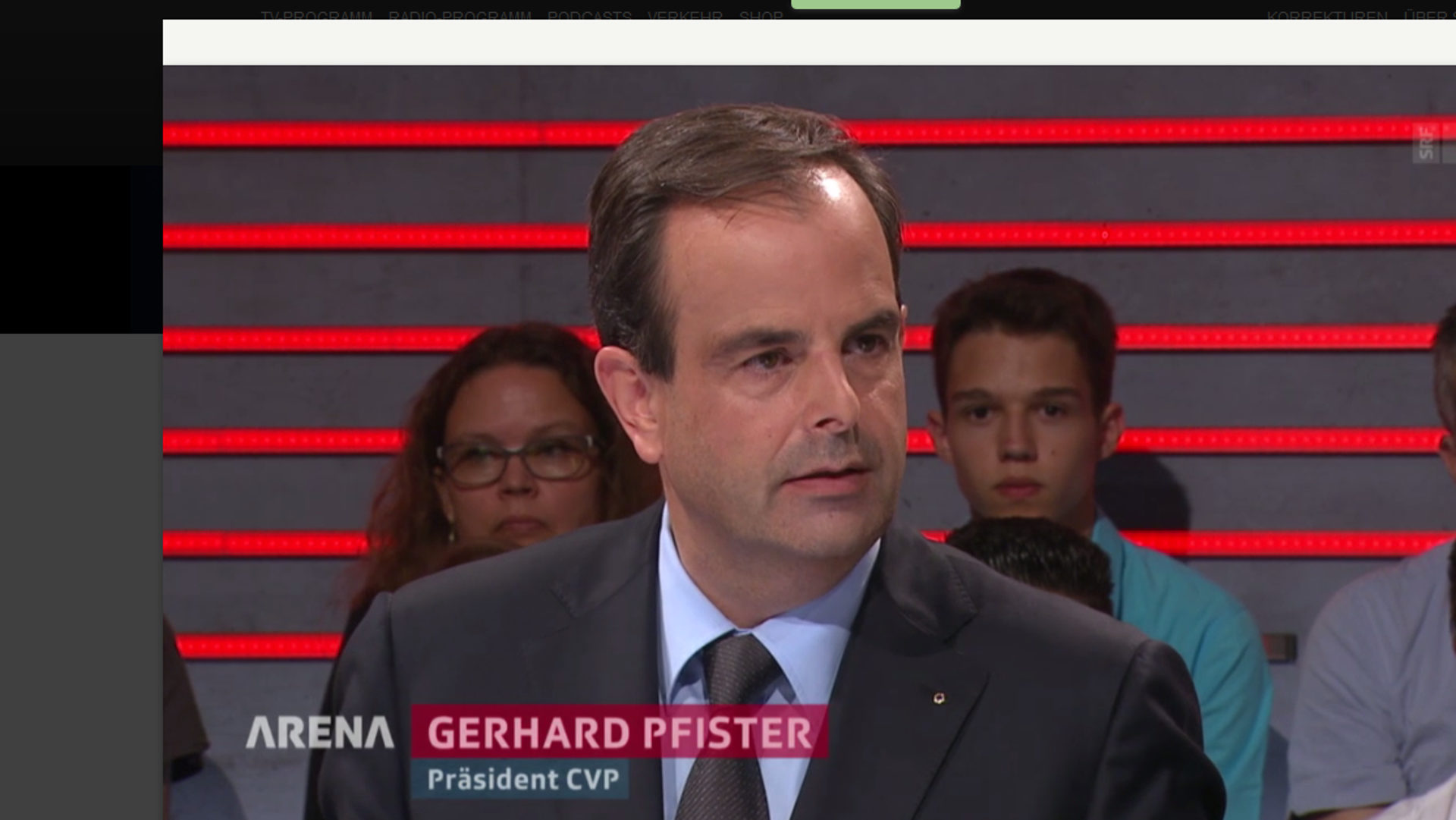 Gerhard Pfister, CVP-Präsident, in der Arena-Sendung vom 1. Juli 2016