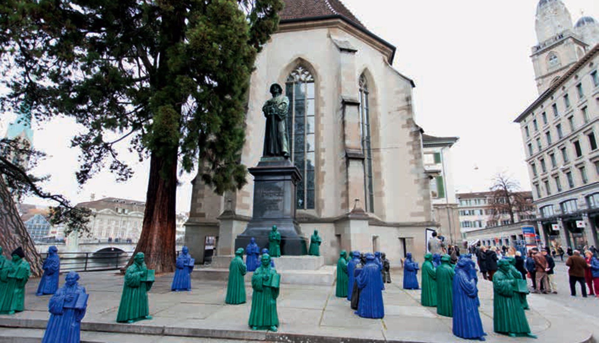 Kunstaktion "Luther trifft Zwingli" 2014 in Zürich