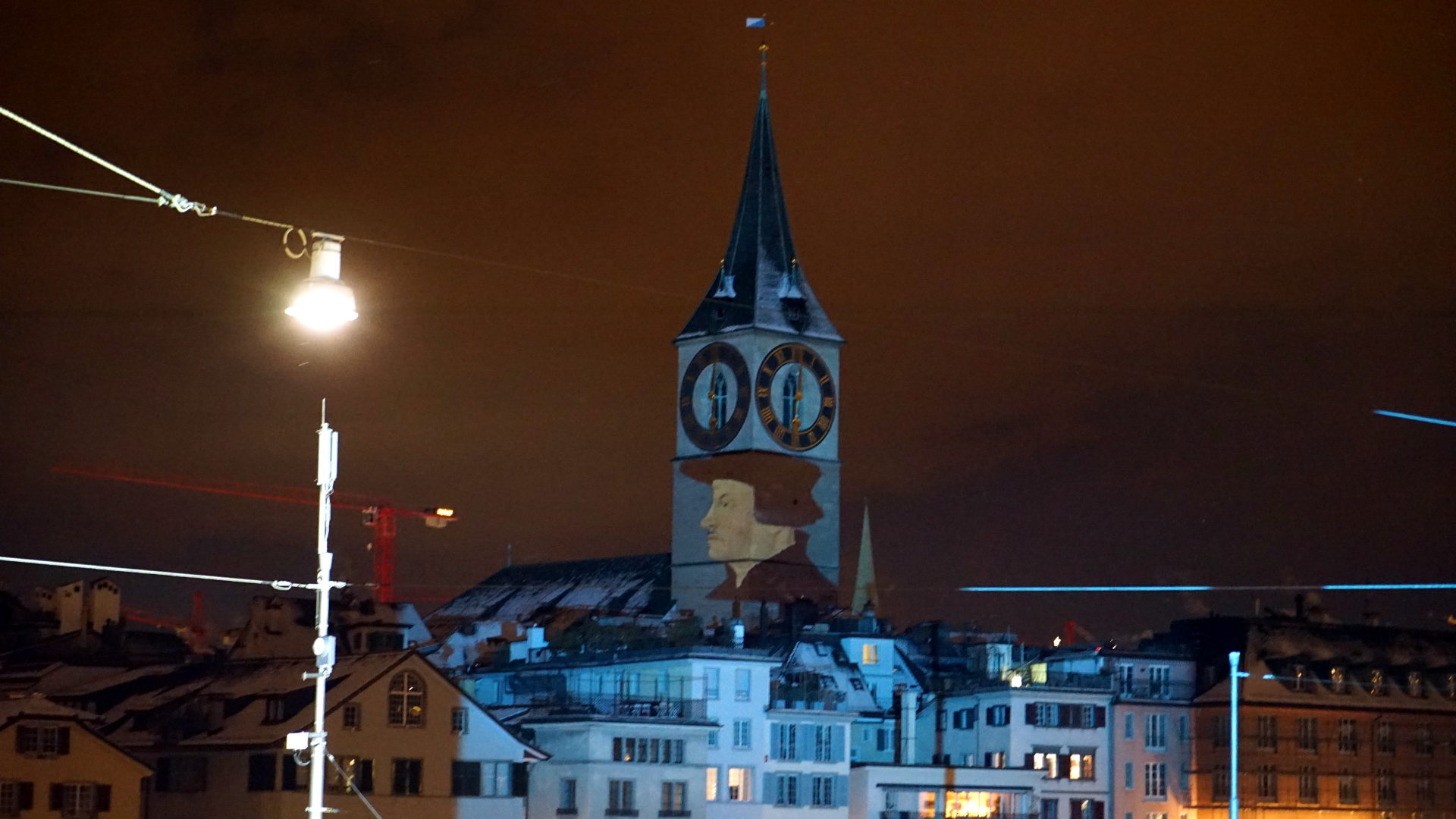 Lichtspektakel «Schattenwurf Zwingli» in Zürich