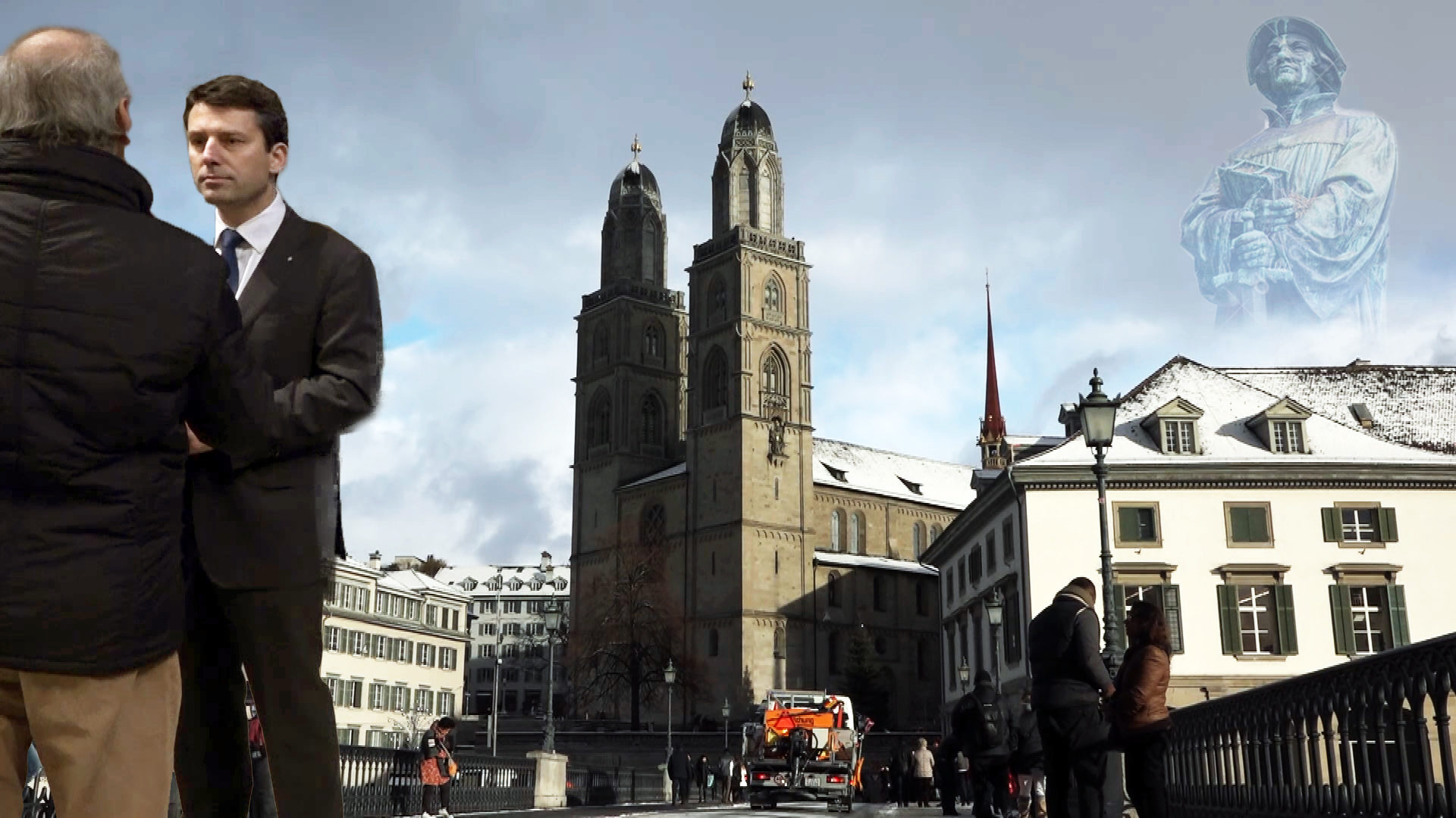 Gottfried Locher vor dem Grossmünster
