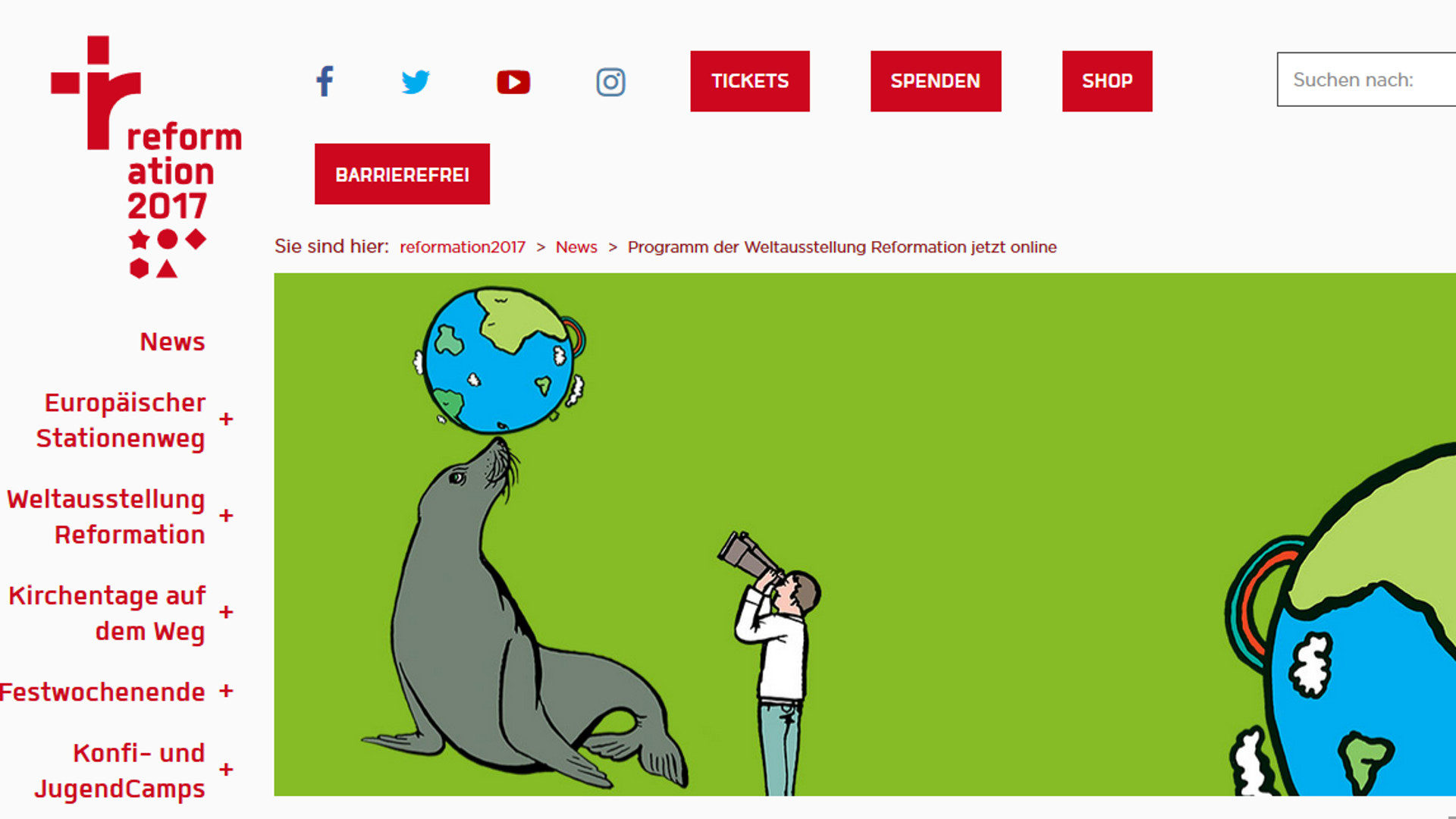Portal der "Weltausstellung Reformation"