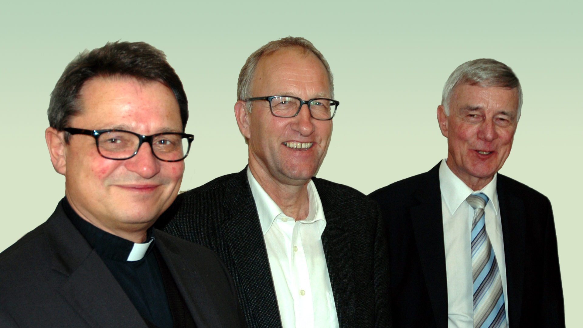 Bischof Felix Gmür, der aktuelle IM-Präsident Peter Hegglin, Vorgänger Paul Niederberger (v. l.)