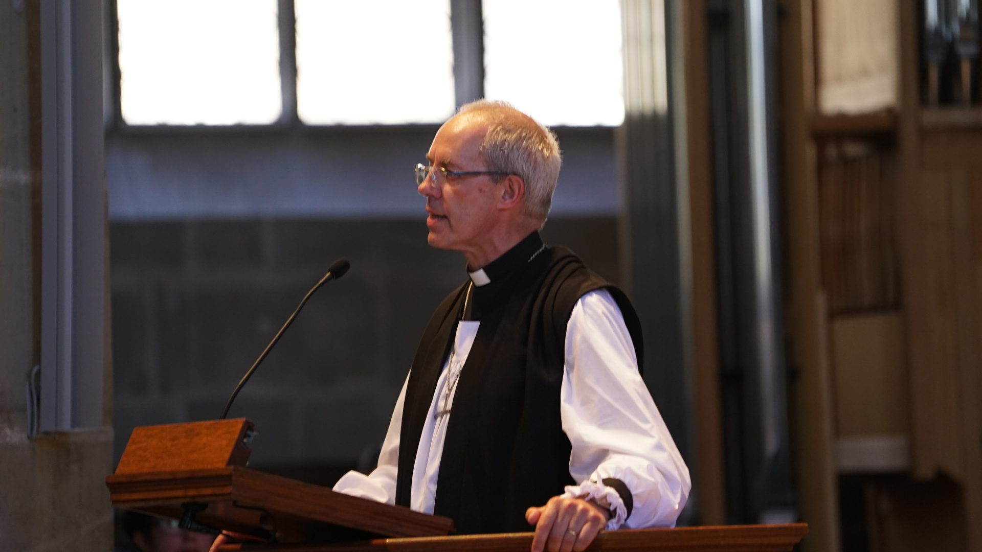 Justin Welby, Erzbischof von Canterbury, 2017 im Berner Münster.