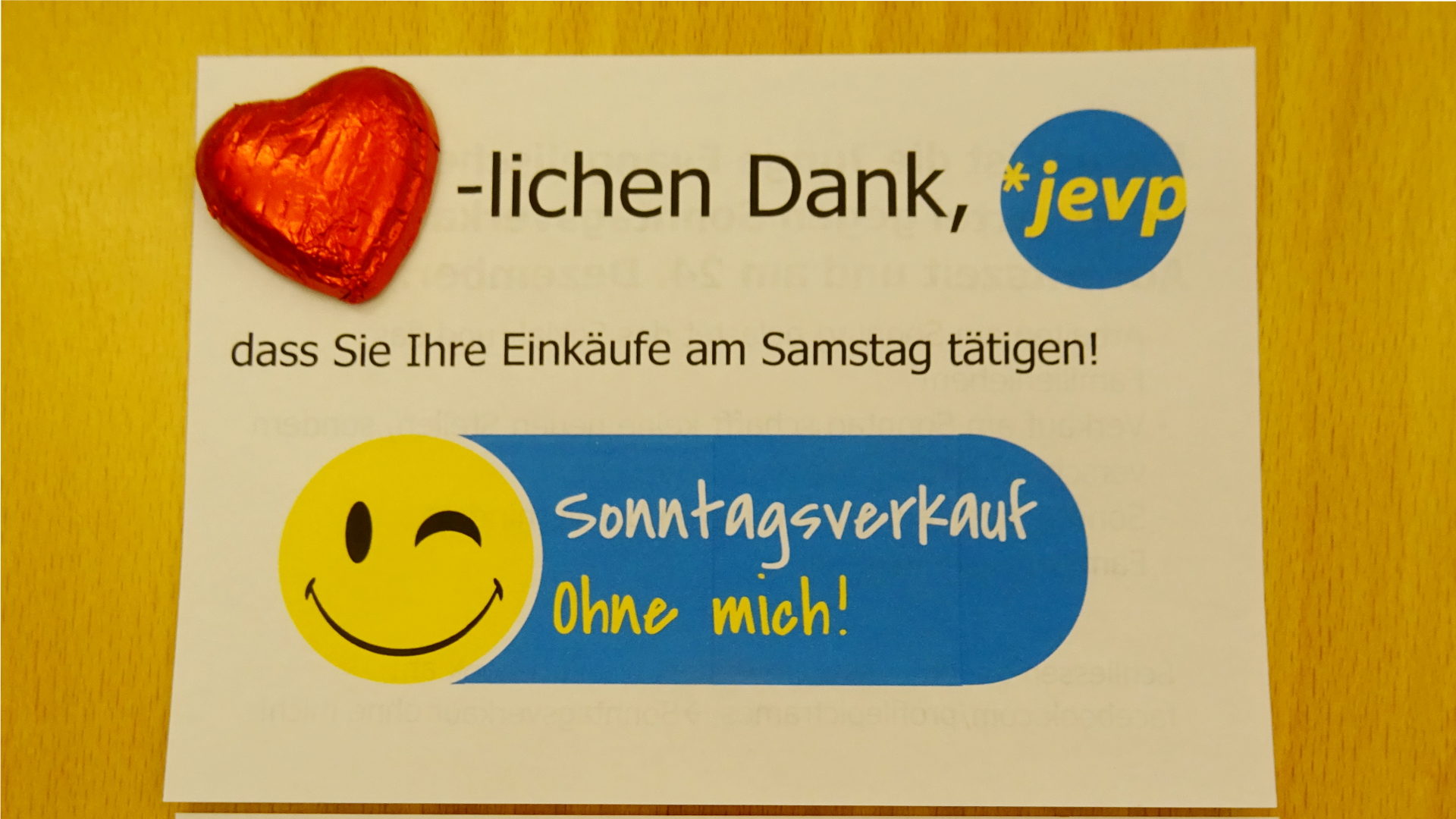 Flyer der Jungen EVP gegen Sonntagsverkauf