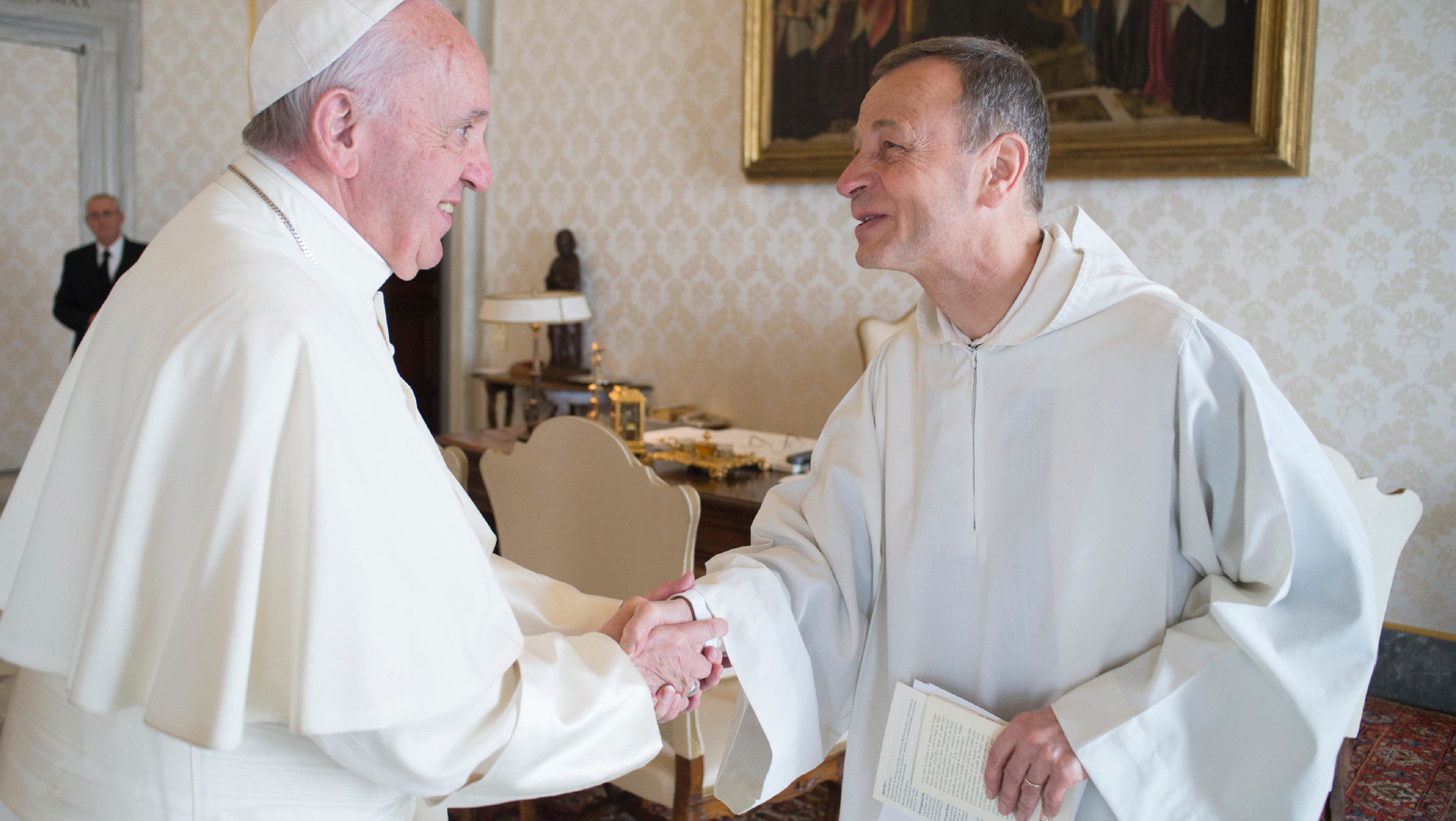 Papst Franziskus empfängt Frère Alois, den Prior von Taizé, März 2017