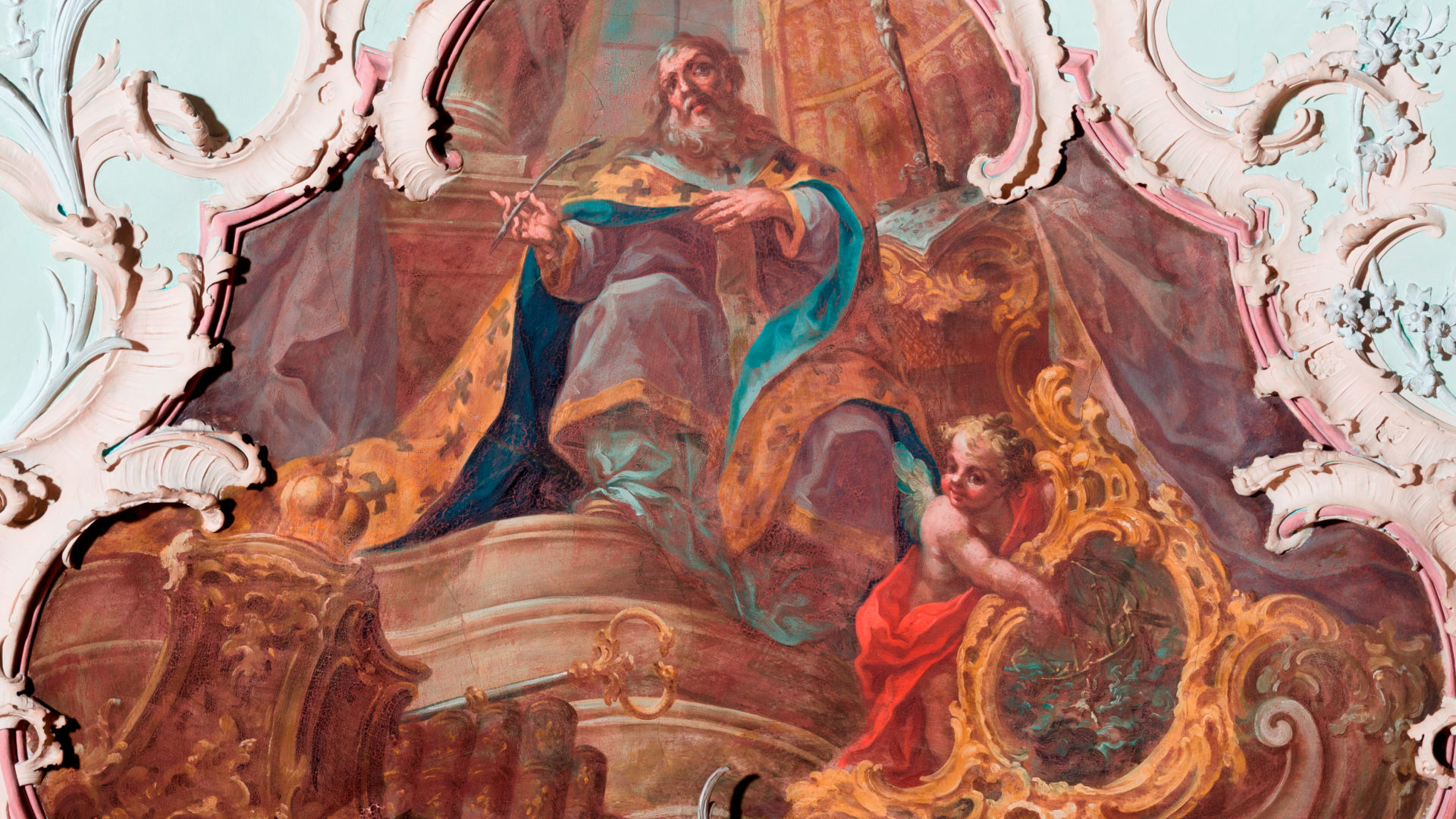 Gregor von Nazianz, griechischer Kirchenlehrer, dargestellt an der Decke der St. Galler Stiftsbibliothek