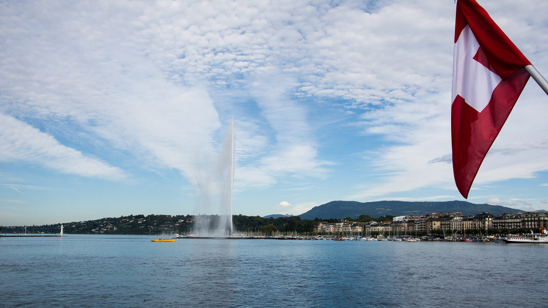 Blick auf den Jet d'eau in Genf.