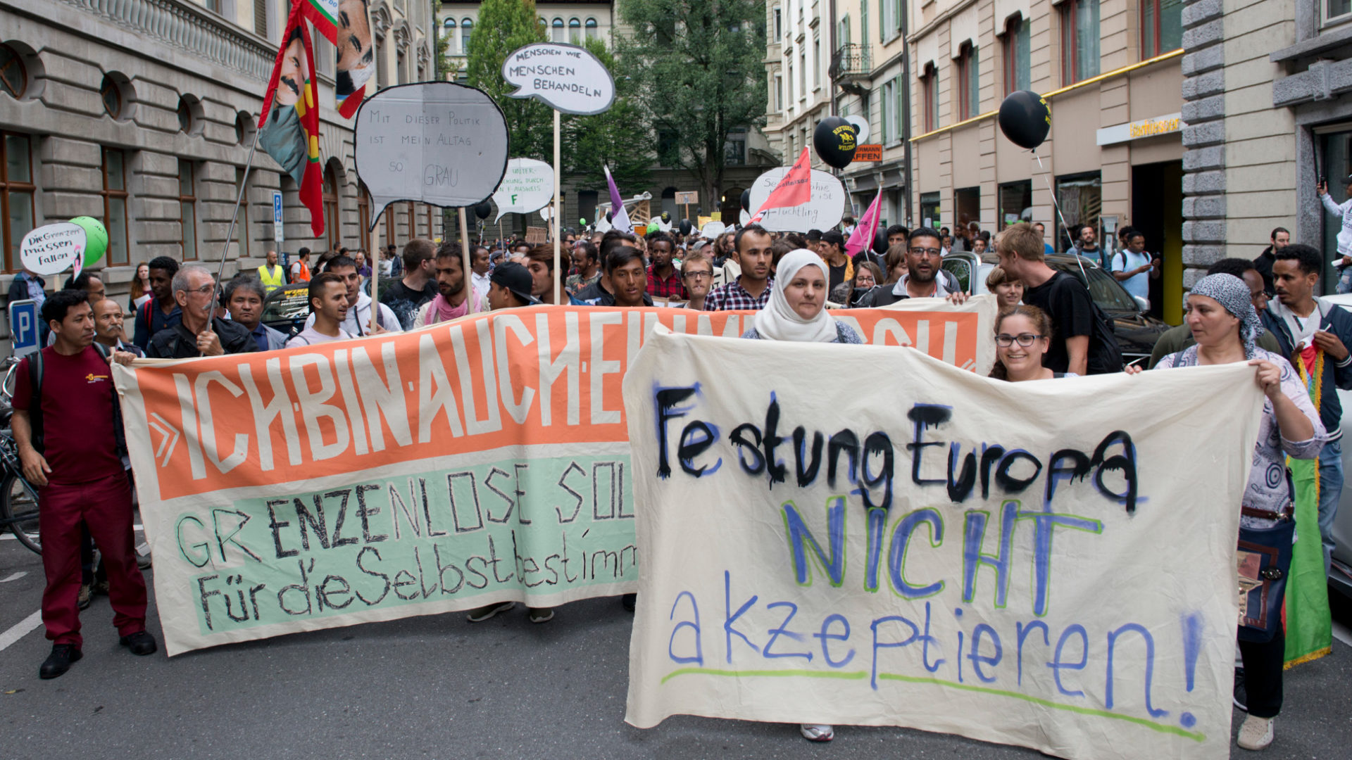 Demonstration für die Rechte von Flüchtlingen, Solinetz Luzern
