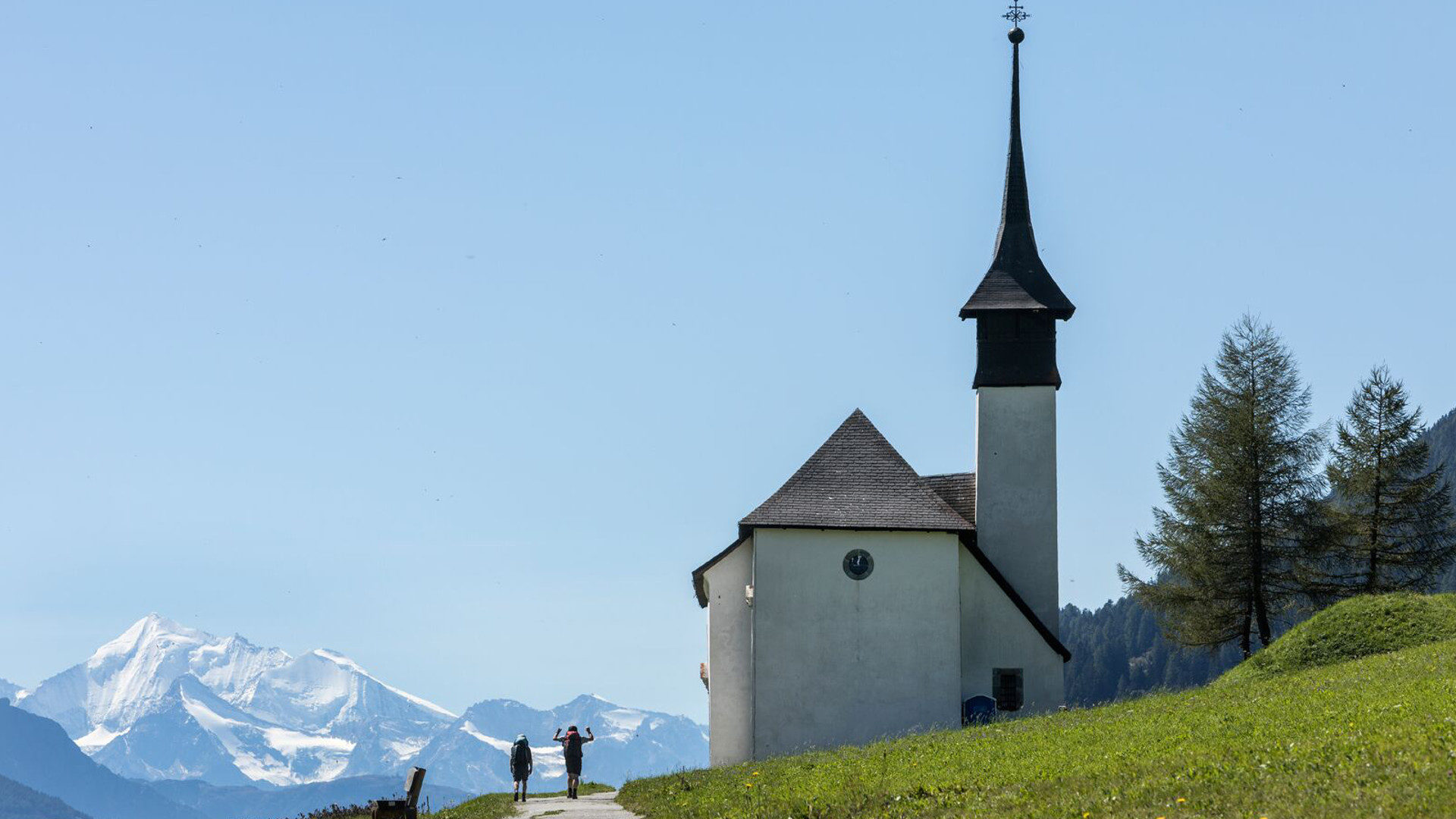 Kapelle Ritzigerfeld (Wallis), links das Weisshorn.