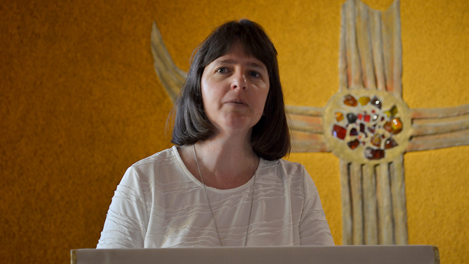 Die geweihte Jungfrau Rosmarie Schärer im Churer Seminar-Oratorium.