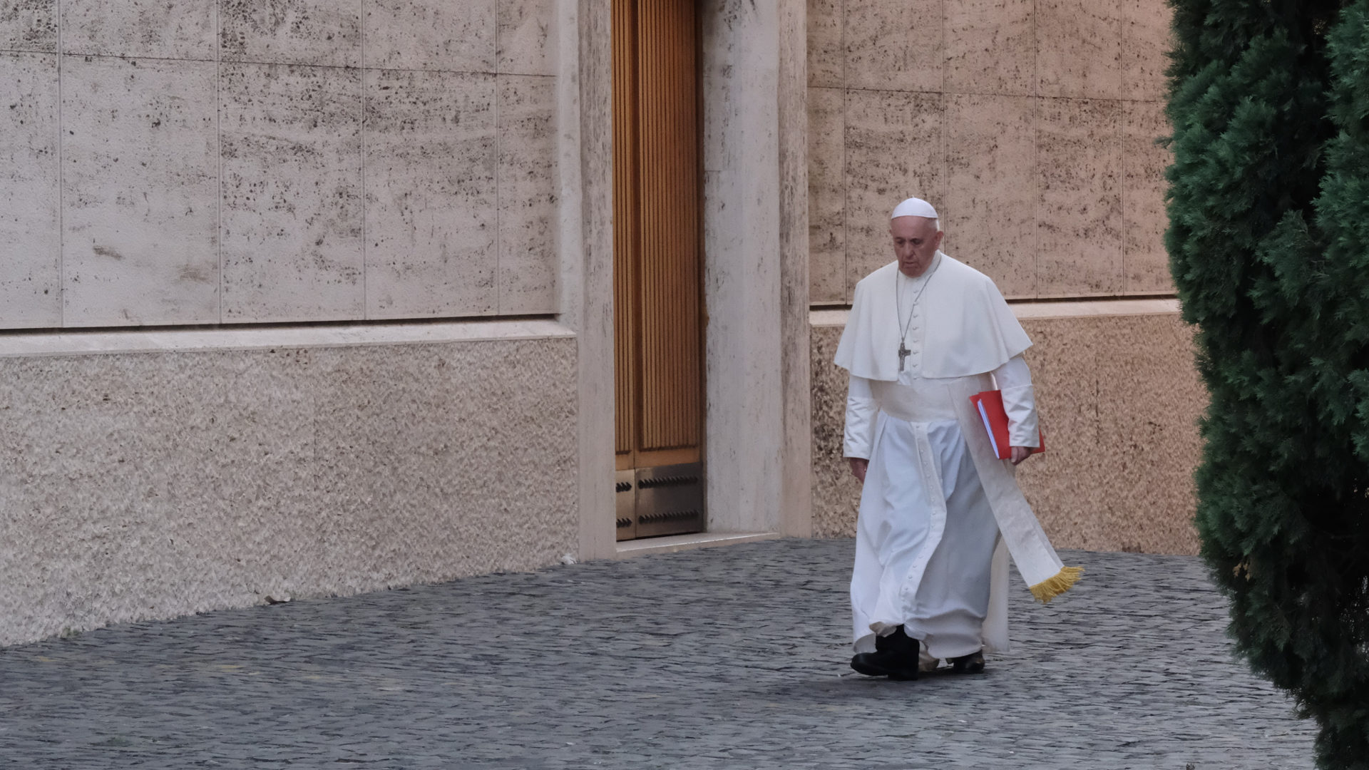 Papst Franziskus auf dem Weg zur Synodenaula