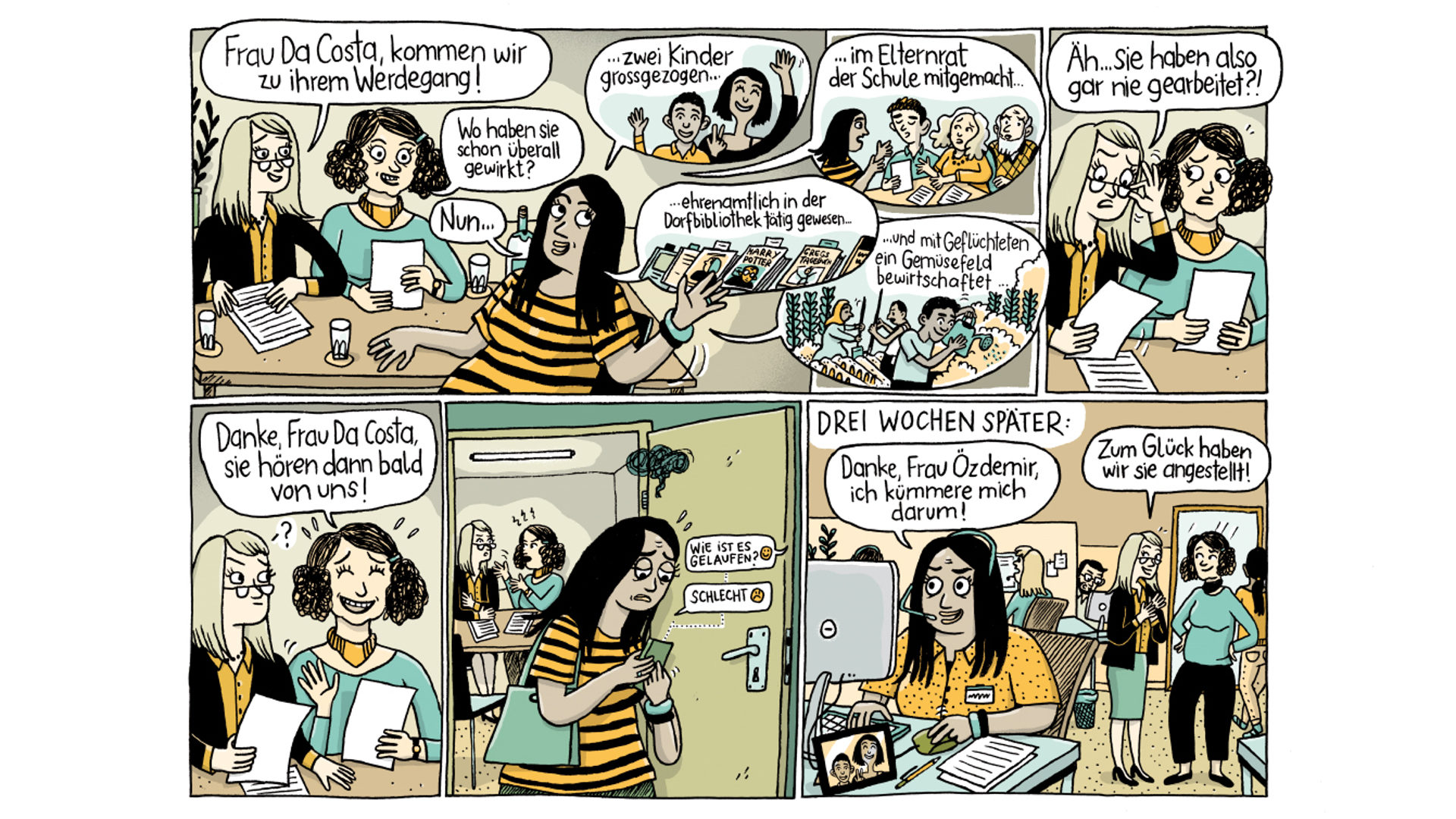 Comic von Kati Rickenbach in der Broschüre "Wirtschaft ist Care".