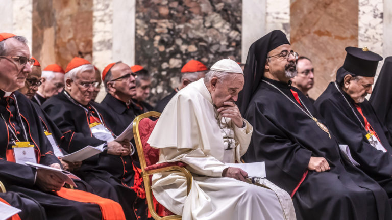 Papst Franziskus am Bussgottesdienst zum Abschluss des Anti-Missbrauchsgipfels 2019. | © KNA