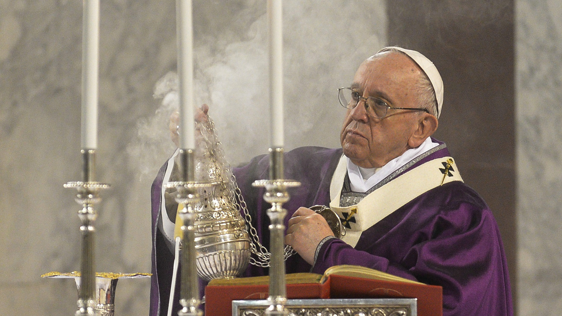 Papst Franziskus während einer Messe in der Kirche der Benediktinerabtei Sant'Anselmo 2018