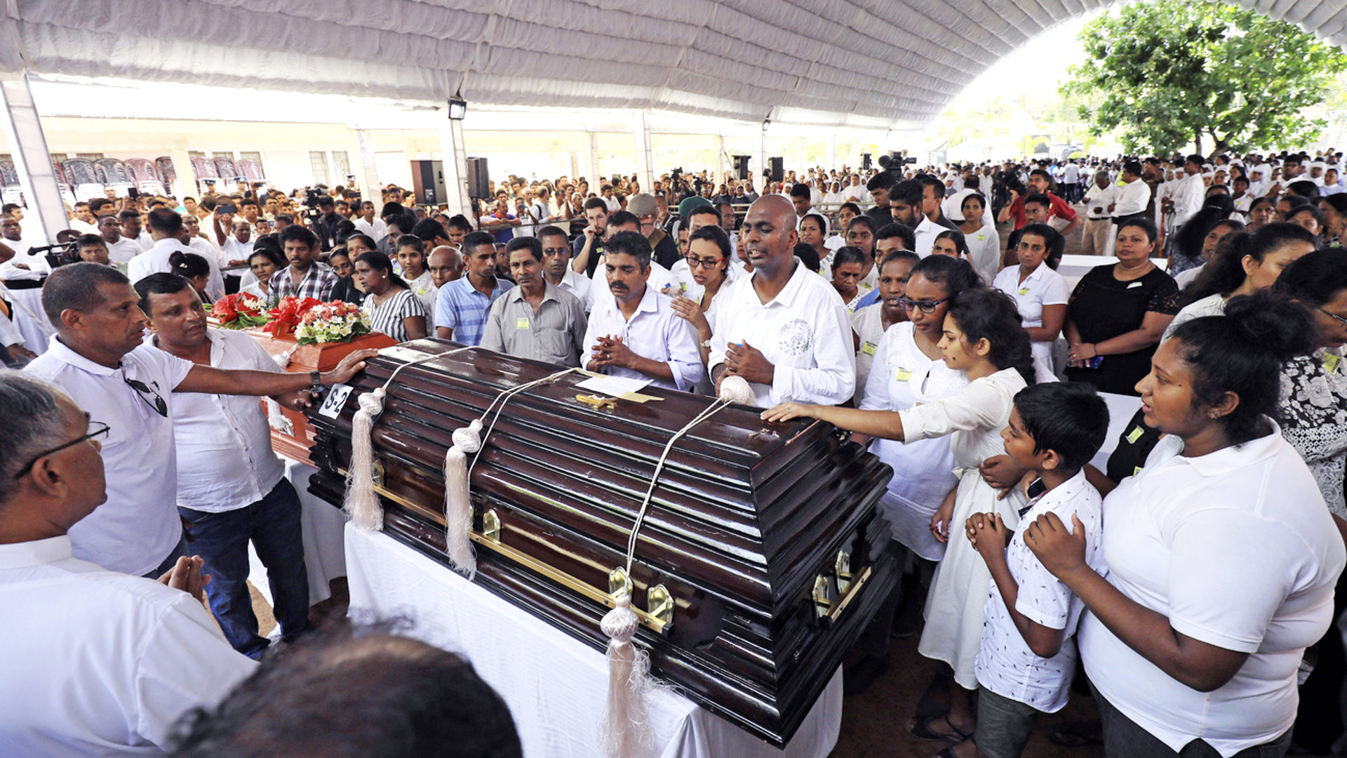 Beerdigung von Opfern des Terroranschlags in der Kirche St. Sebastian in Negombo (Sri Lanka), 23. April 2019.