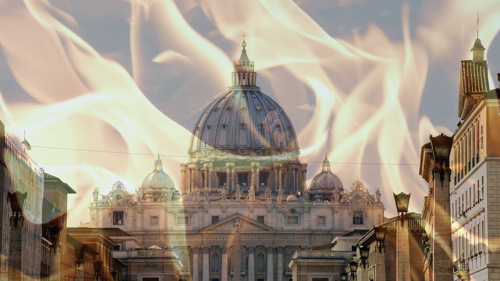 Die katholische Kirche brennt.