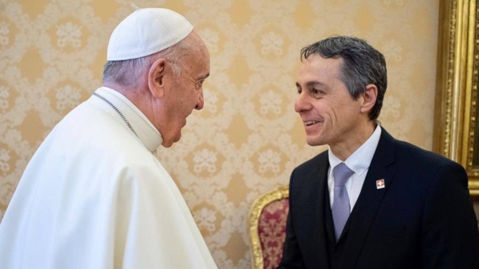 Papst Franziskus begrüsst Bundesrat Ignazio Cassis, 2019