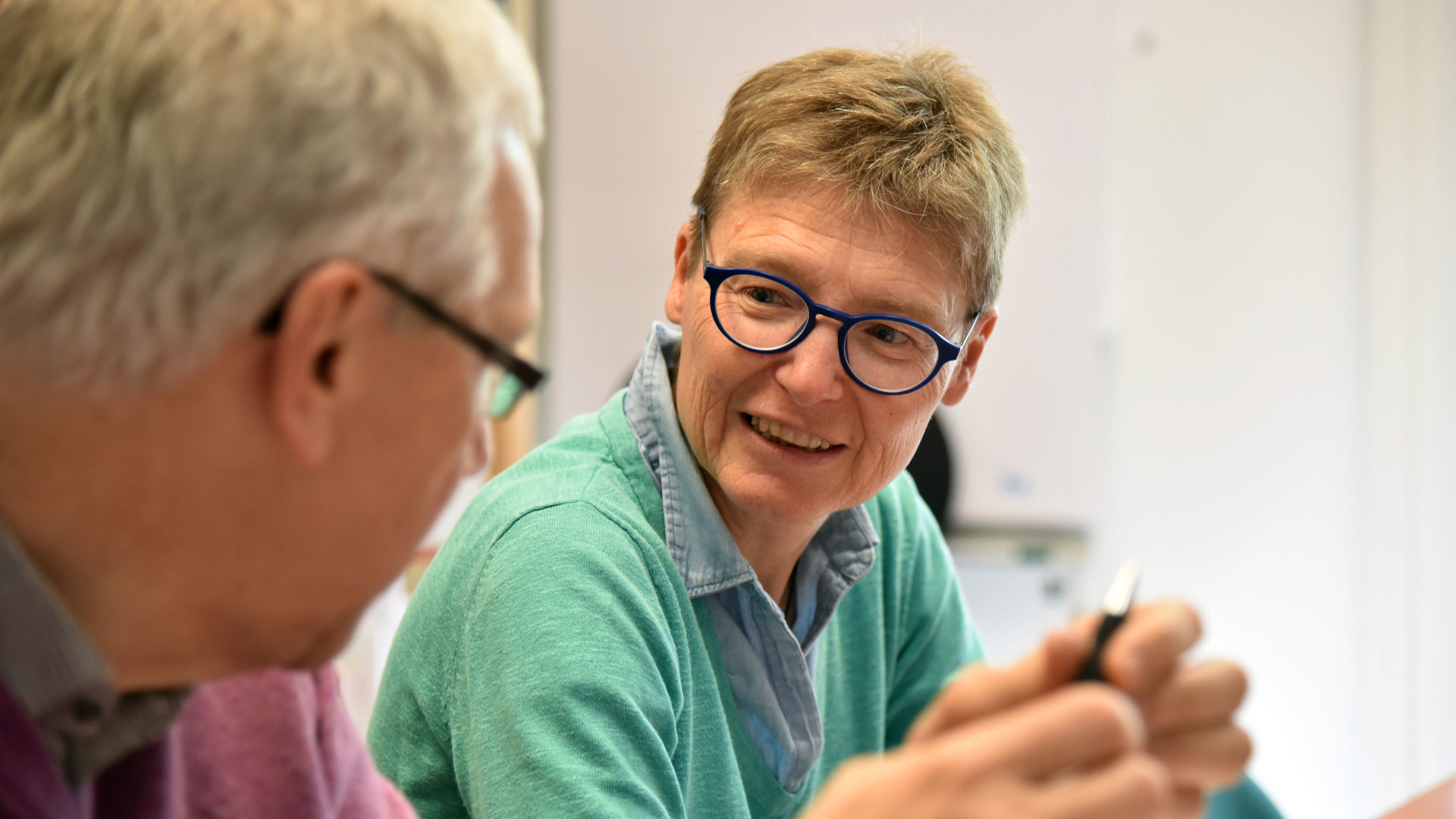 Gespräch unter Leitenden der Katholischen Medienzentren: Cristina Vonzun und Bernard Litzler