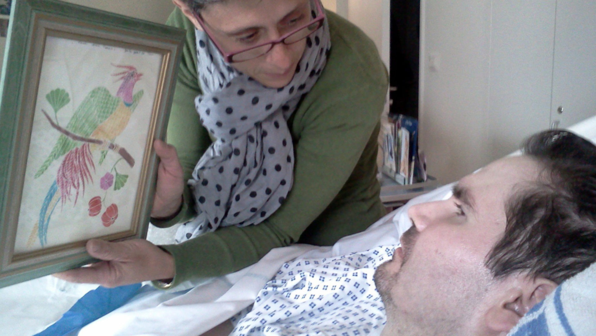 Vincent Lambert (r.) als Koma-Patient und seine Mutter Viviane Lambert, Juli 2013