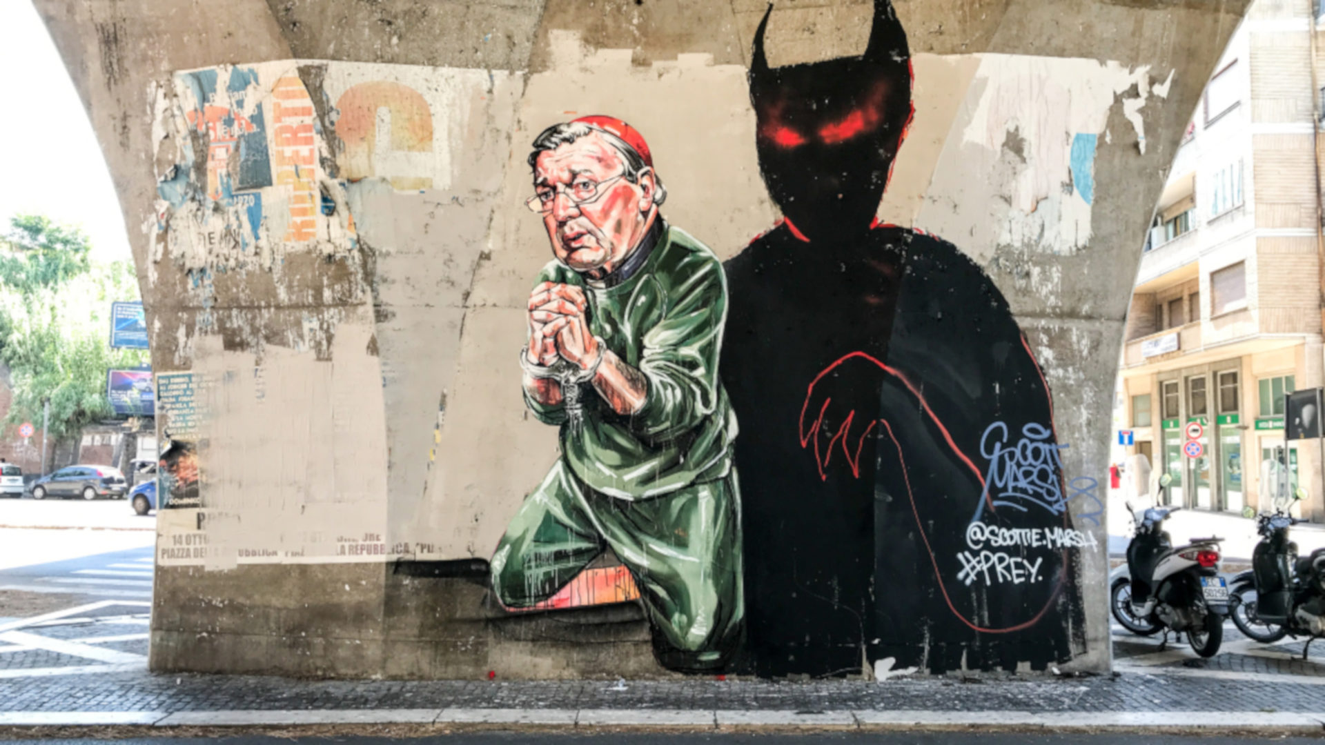 Kardinal George Pell im Graffito des australischen Künstlers Scott Marsh.