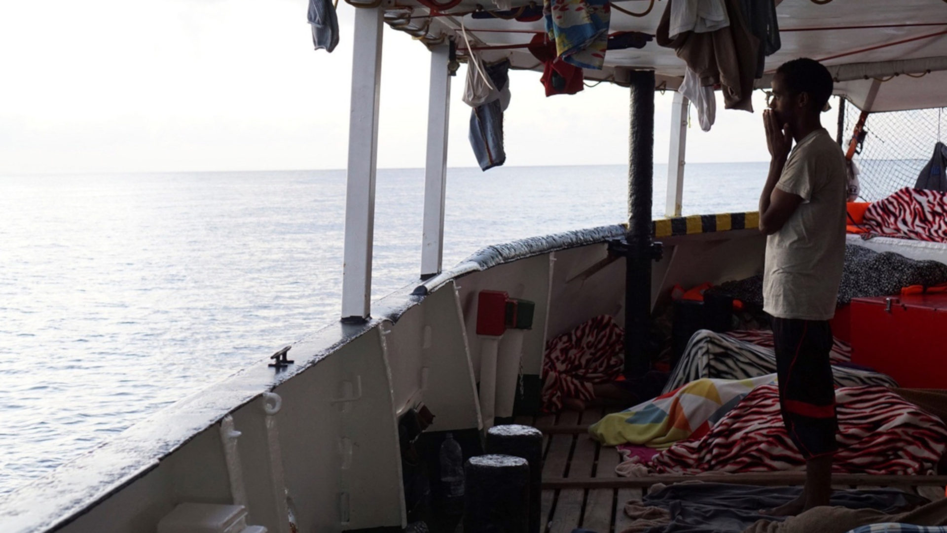 Migrant auf dem Rettungsschiff "Open Arms"