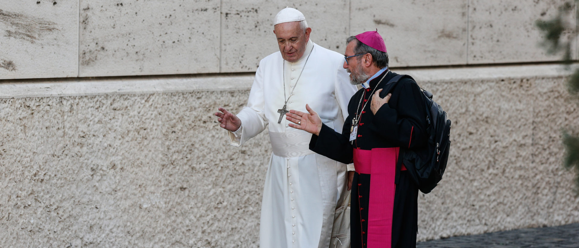 Papst Franziskus im Gespräch mit Bischof Giuliano Frigeni, Bischof von Parintins (Brasilien)