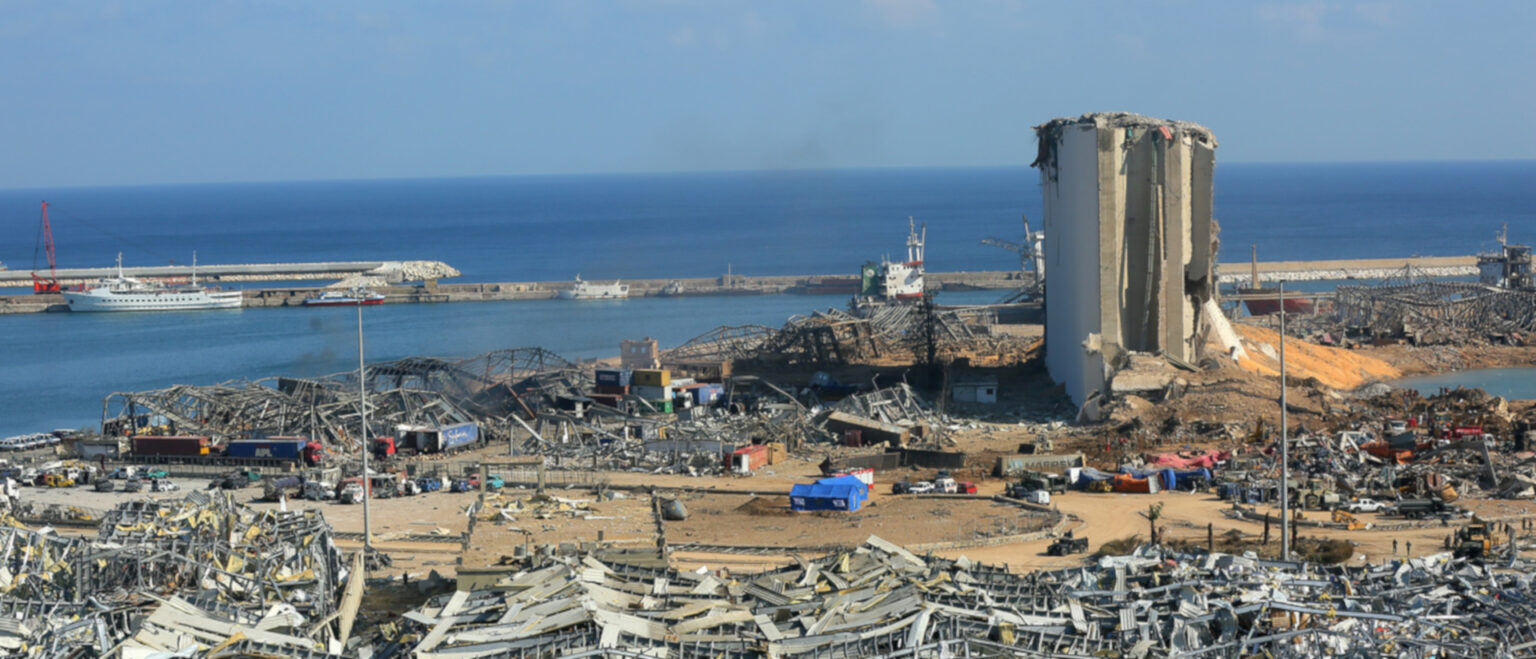 Nach der Explosion im Hafen von Beirut. | KEYSTONE/DPA/Marwan Naamani