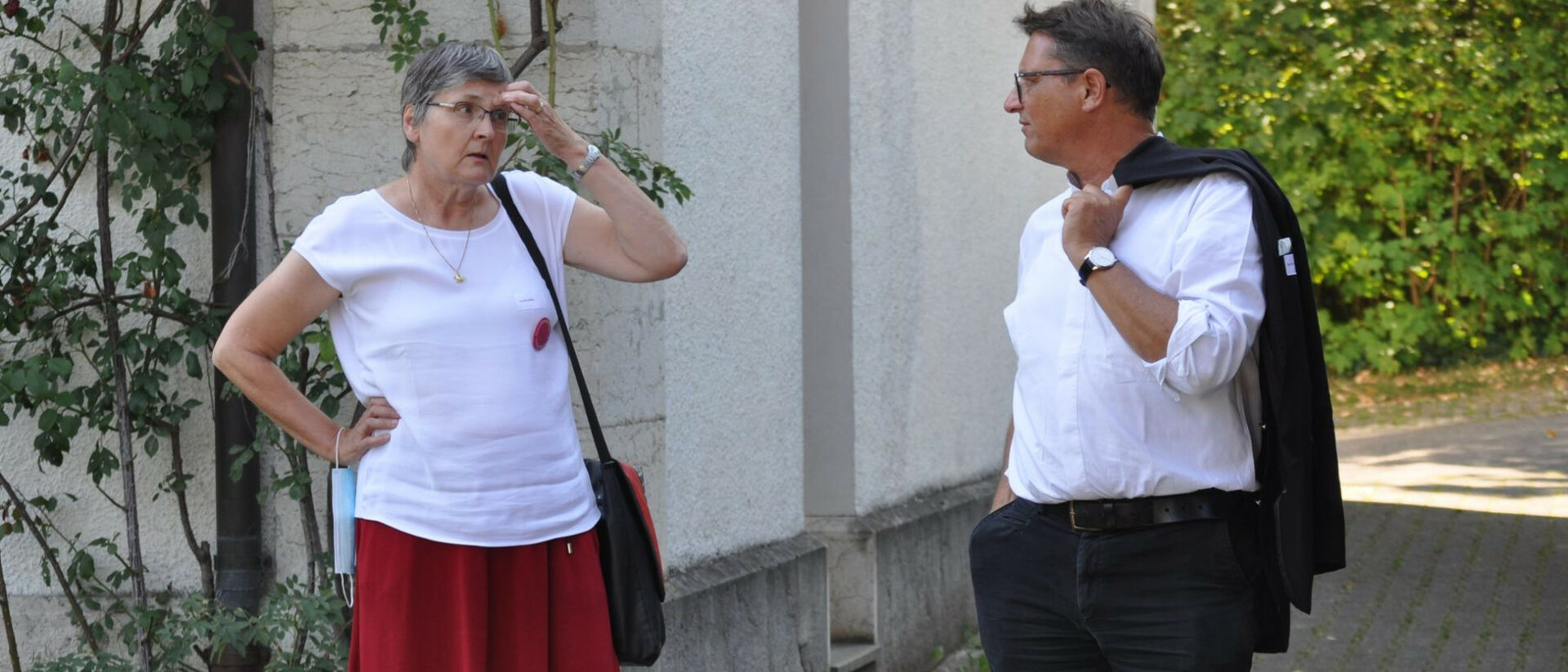 Iva Boutellier und Bischof Felix Gmür - Austausch in Delsberg JU, September 2020