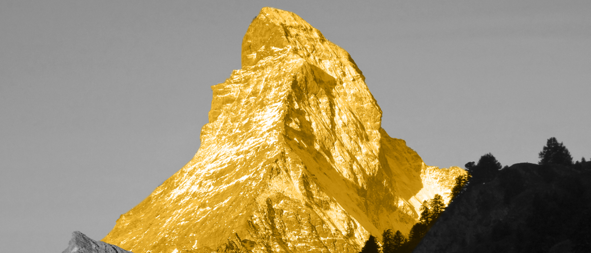 Goldenes Matterhorn. Werbebild der Matterhorn Asset Management AG