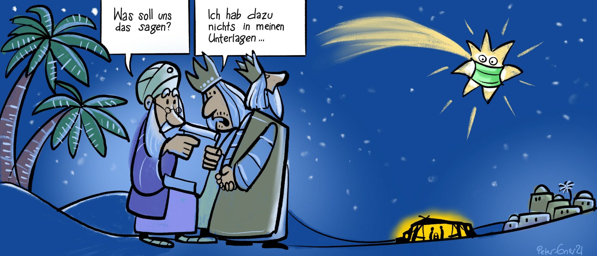 Karikatur zum Dreikönigsfest.