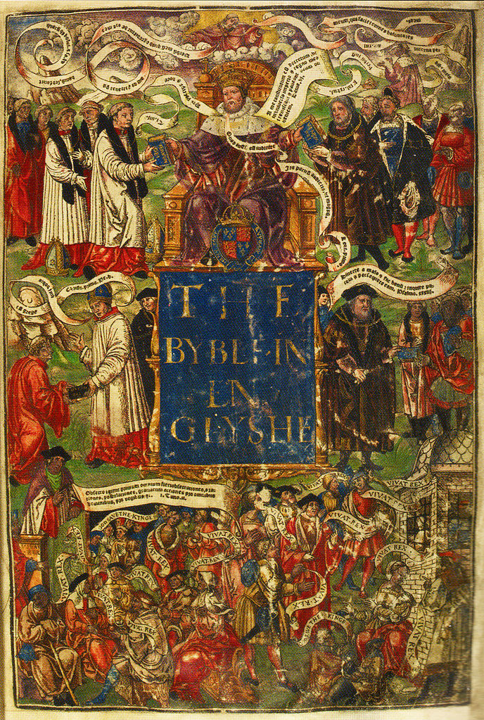Titelseite von «The Byble in Englyshe». Es handelt sich womöglich um die persönliche Ausgabe der «Great Bible» von Heinrich VIII., 1539