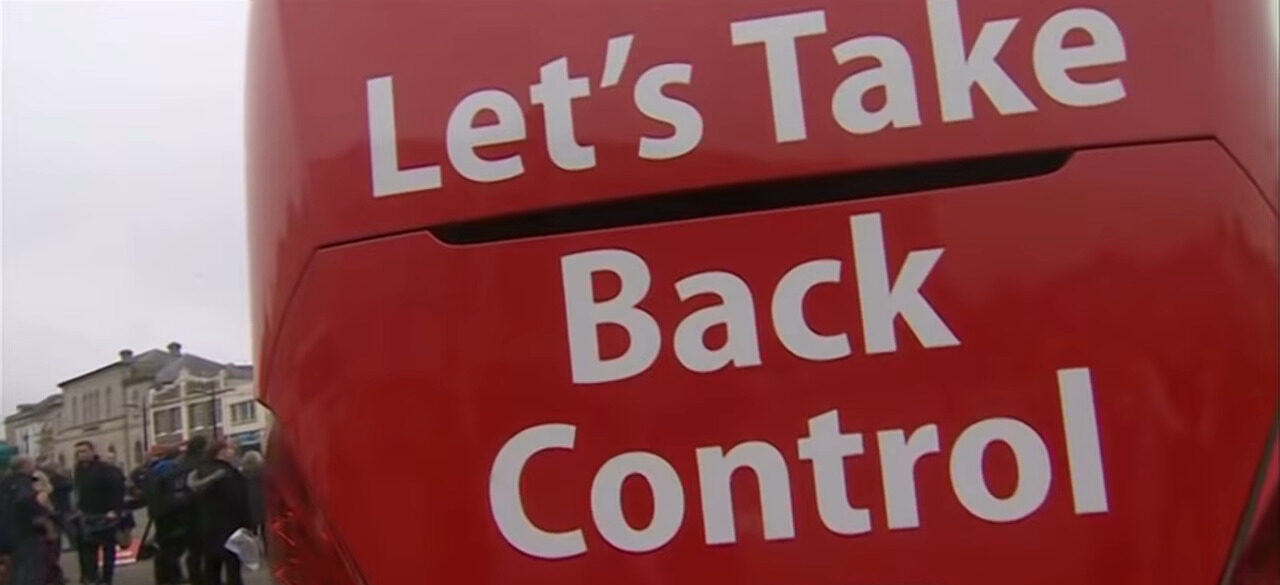 «Let's Take Back Control», Bus-Propaganda der Brexit-Befürworter, Screenshot